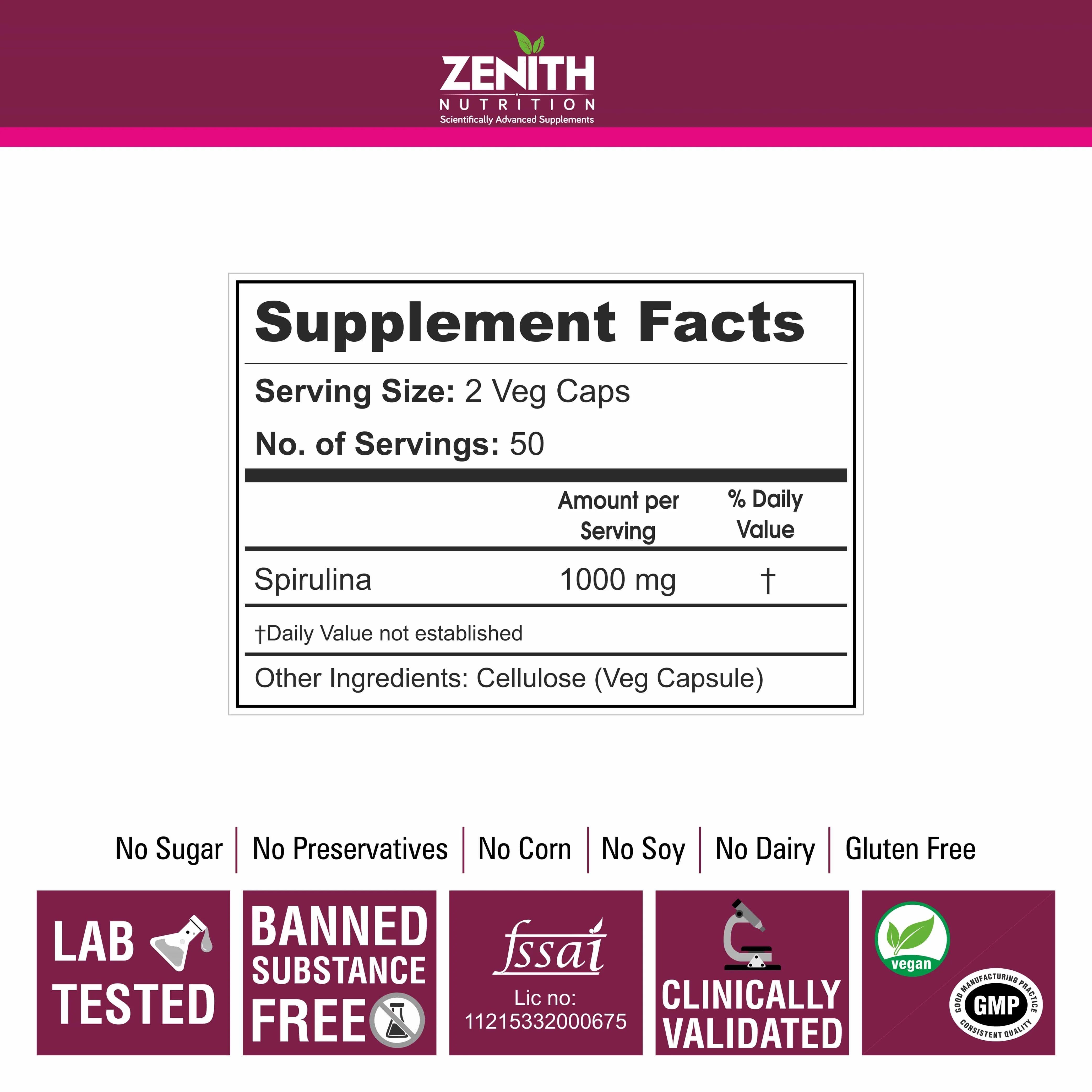 Spirulina 500mg - 100 Veg Caps - Image 6