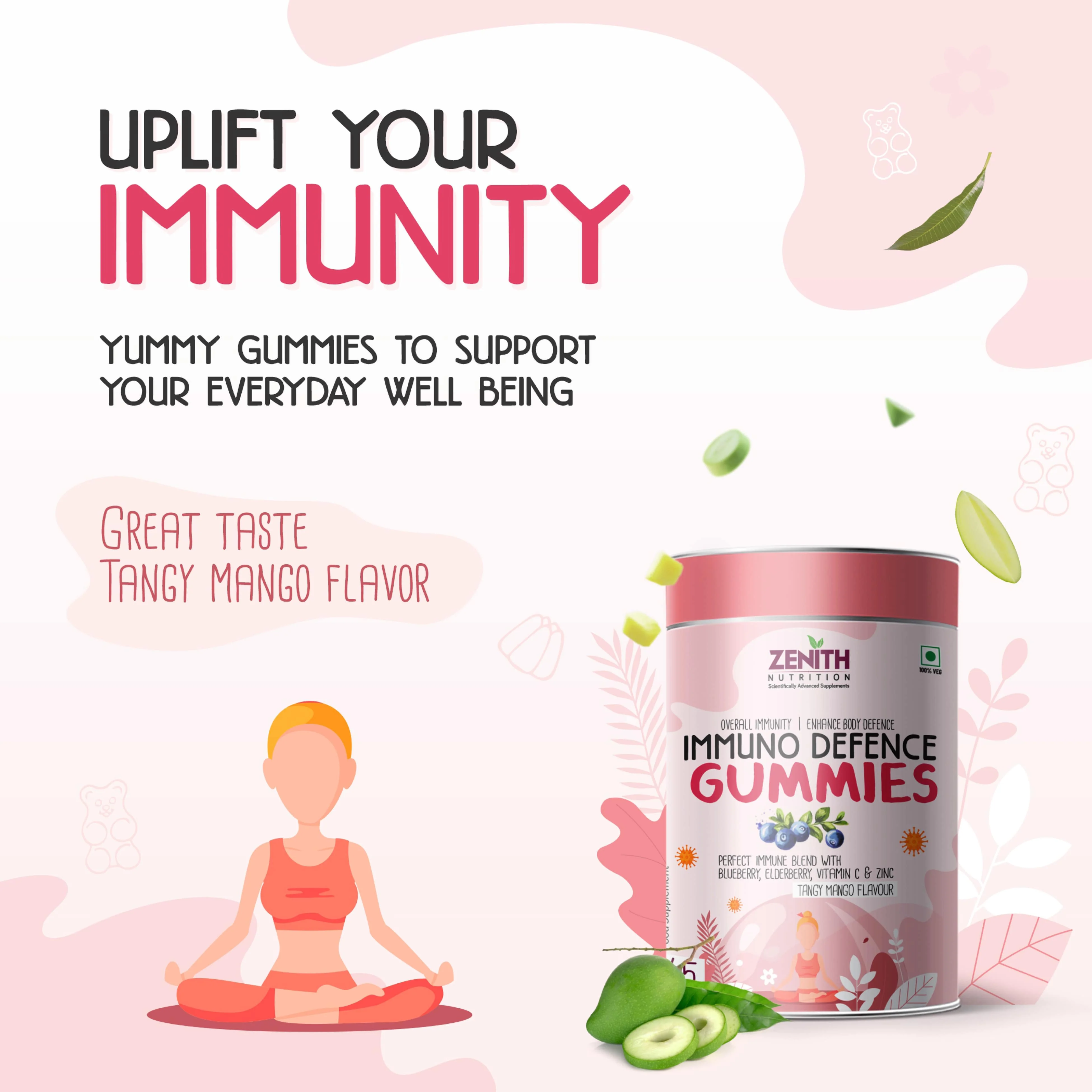 Zenith Nutrition Immuno Defence Gummies - 45 counts | Chewable | Boosts Immunity | Protects From Infections - Image 4