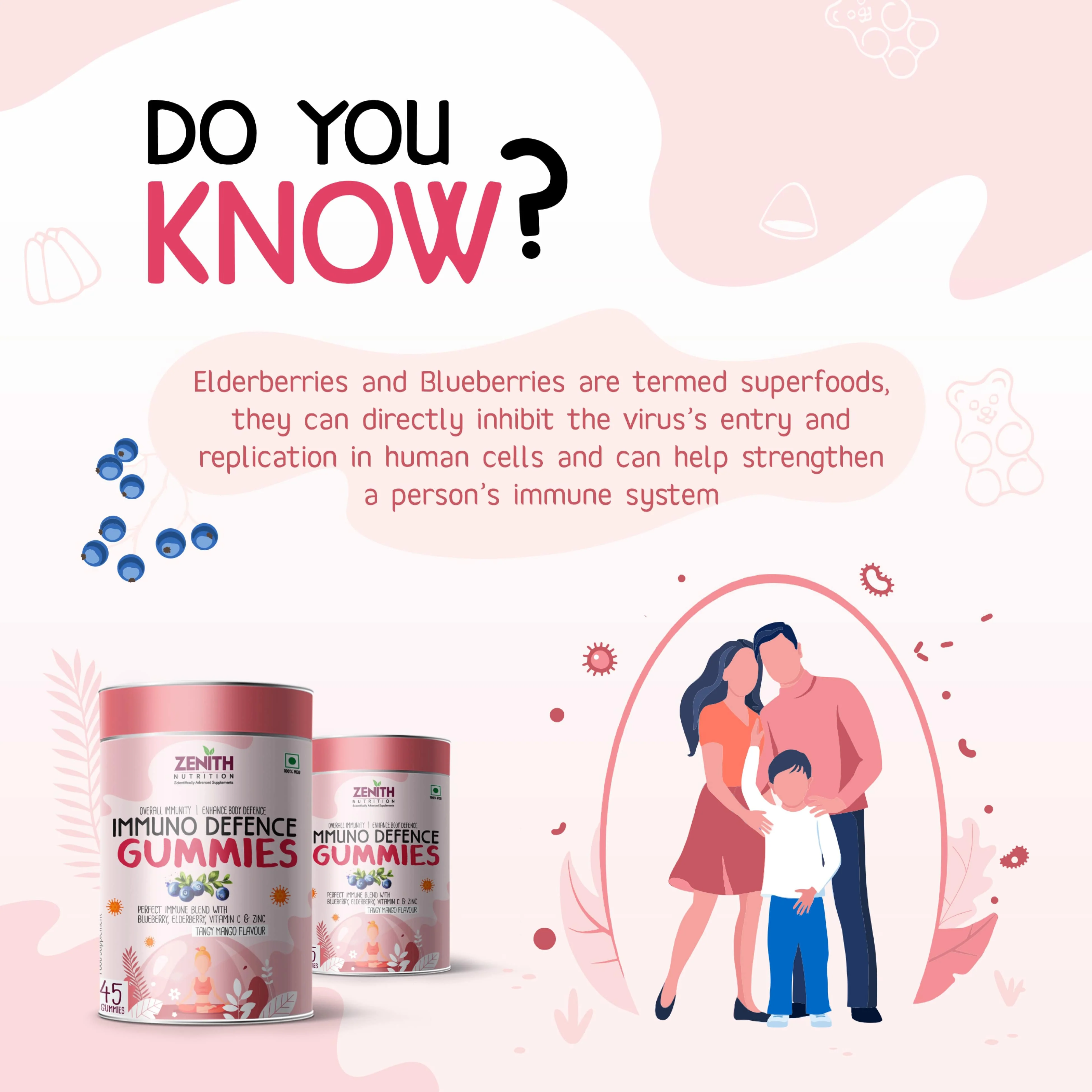 Zenith Nutrition Immuno Defence Gummies - 45 counts | Chewable | Boosts Immunity | Protects From Infections - Image 6