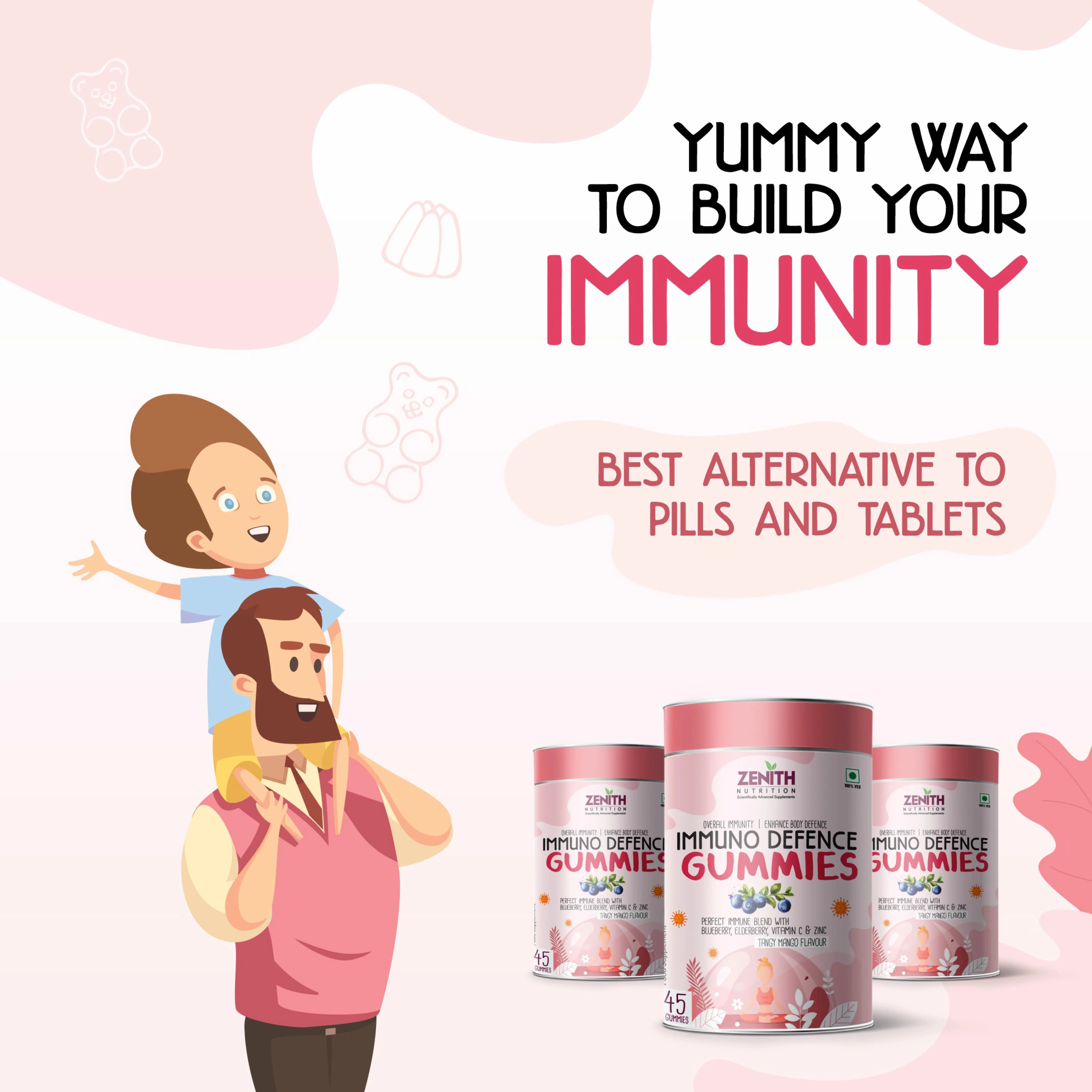 Zenith Nutrition Immuno Defence Gummies - 45 counts | Chewable | Boosts Immunity | Protects From Infections - Image 7
