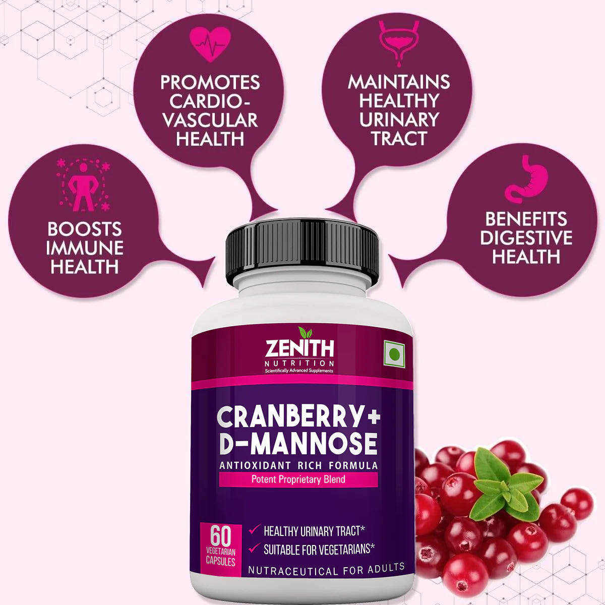 Cranberry + D-Mannose  - 60 Veg caps - Image 4