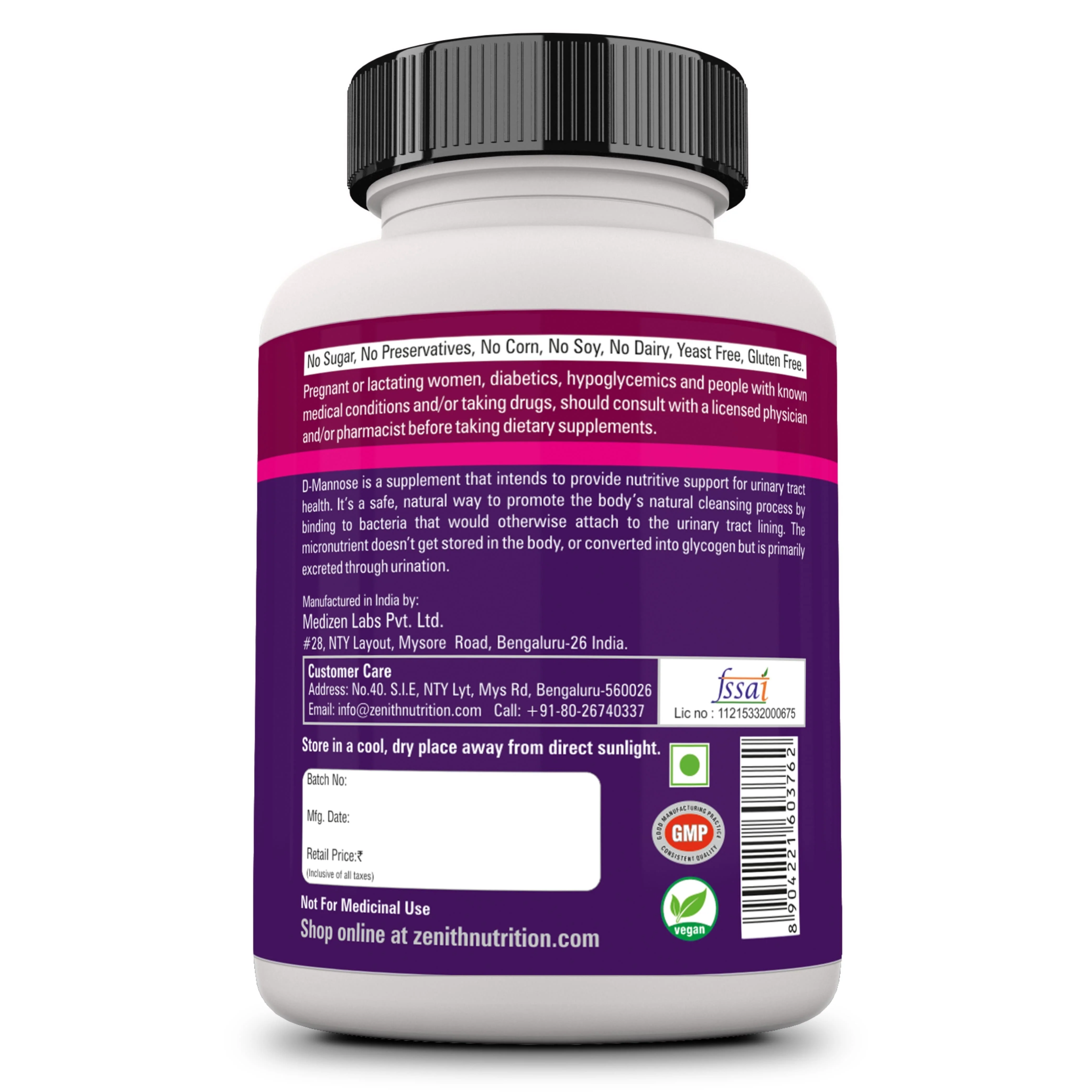 D-Mannose 500mg - 60 Veg caps - Image 5