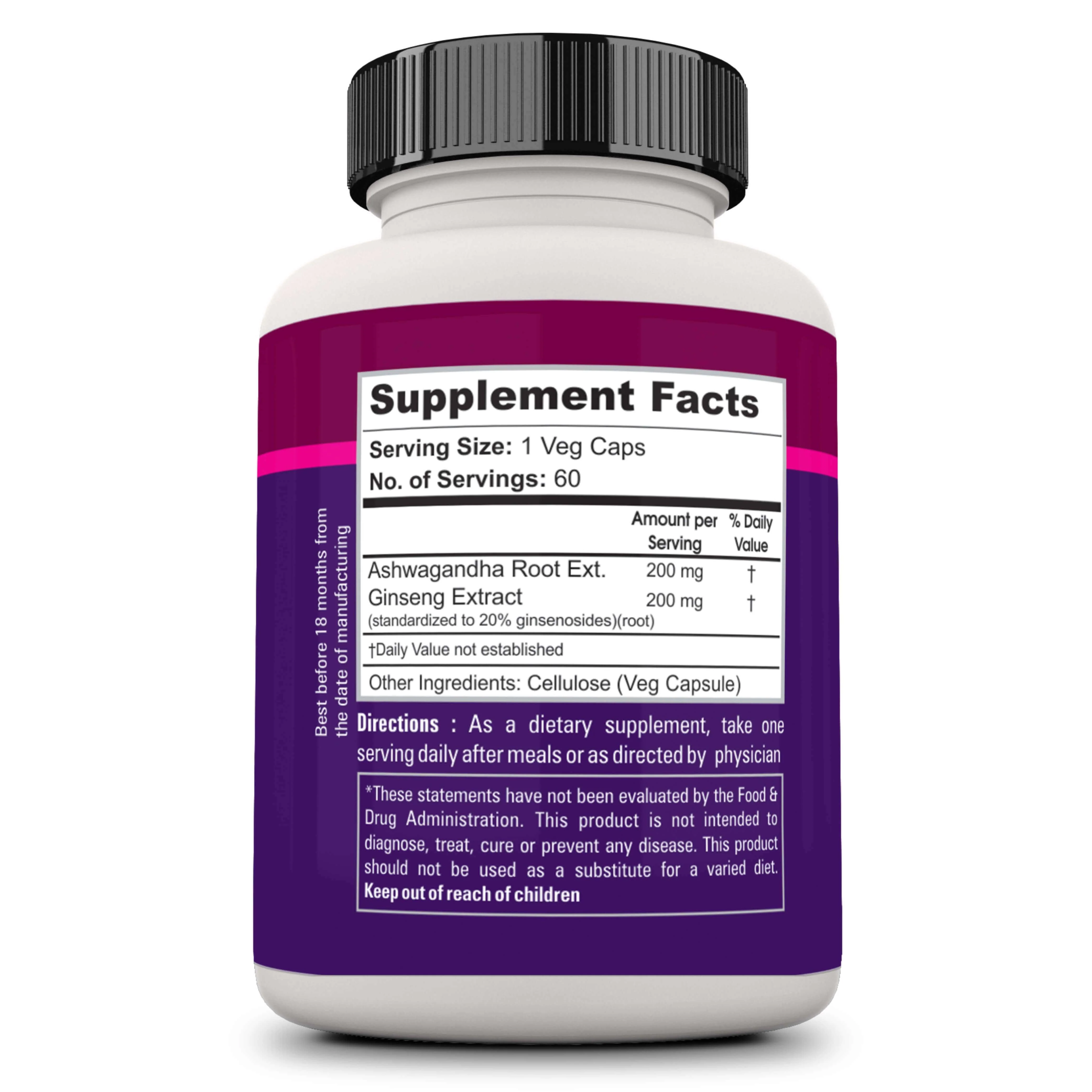 Ginseng With Ashwagandha - 60 Veg caps - Image 4