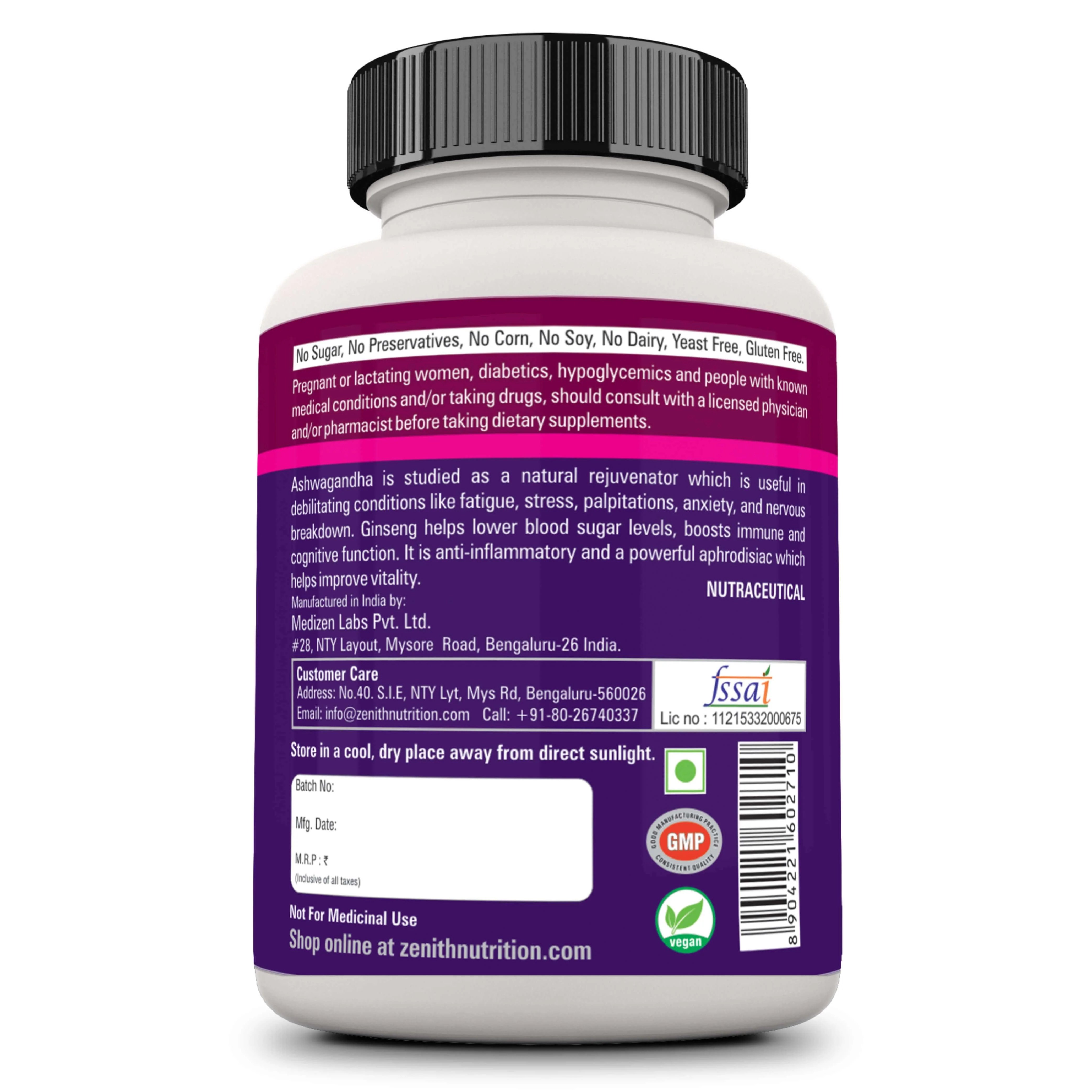 Ginseng With Ashwagandha - 60 Veg caps - Image 5