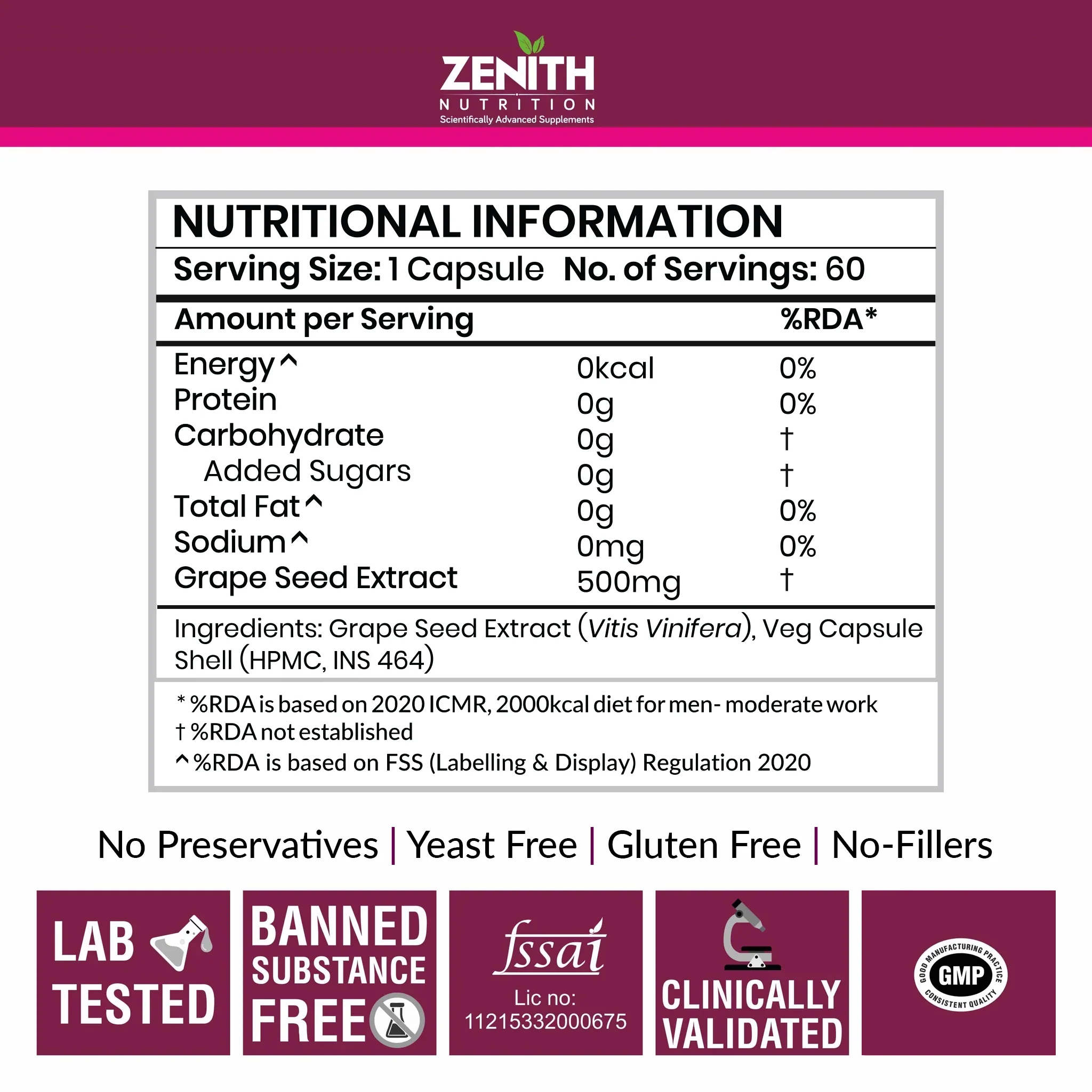 Grape Seed Extract 500mg - 60 Veg caps - Image 3