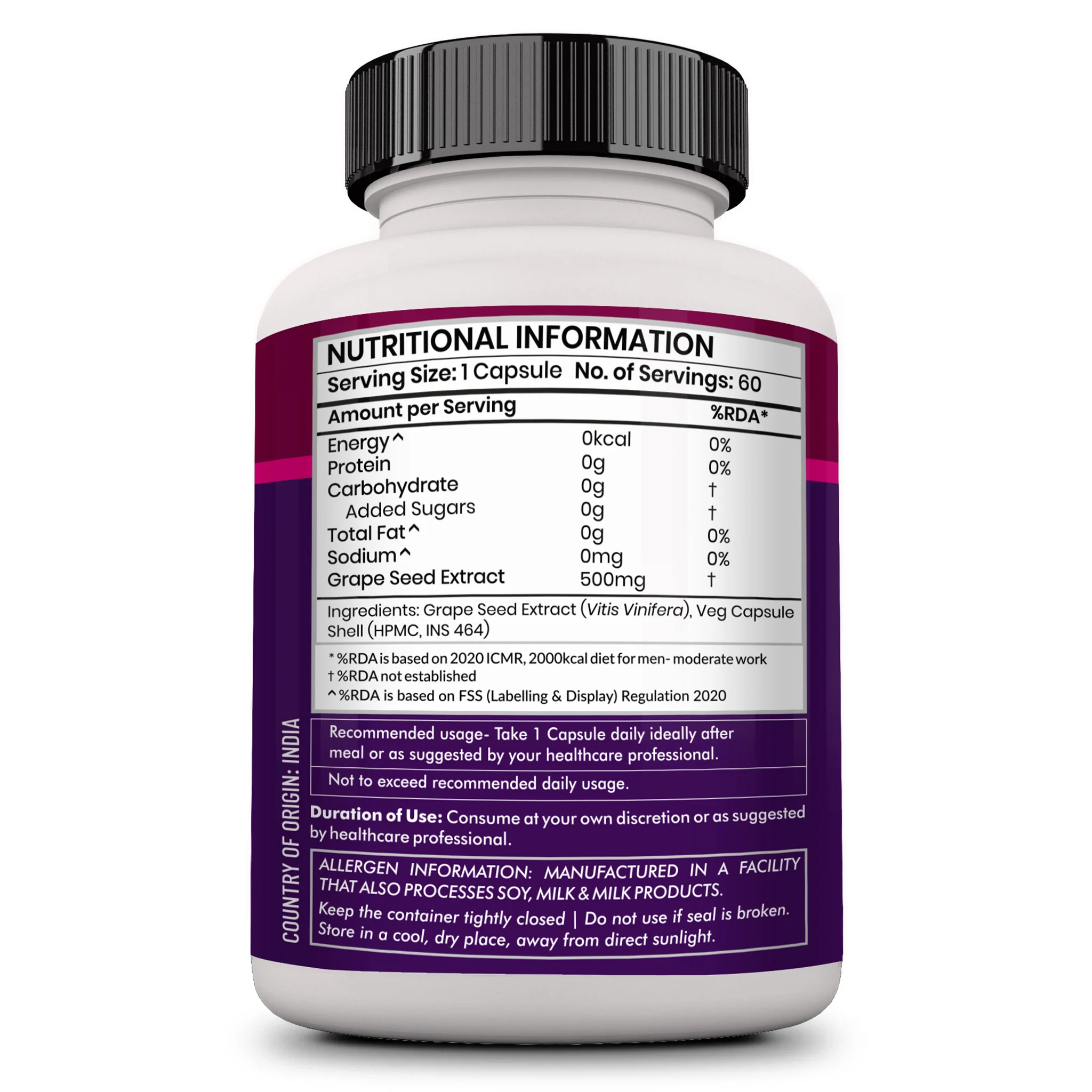 Grape Seed Extract 500mg - 60 Veg caps - Image 4