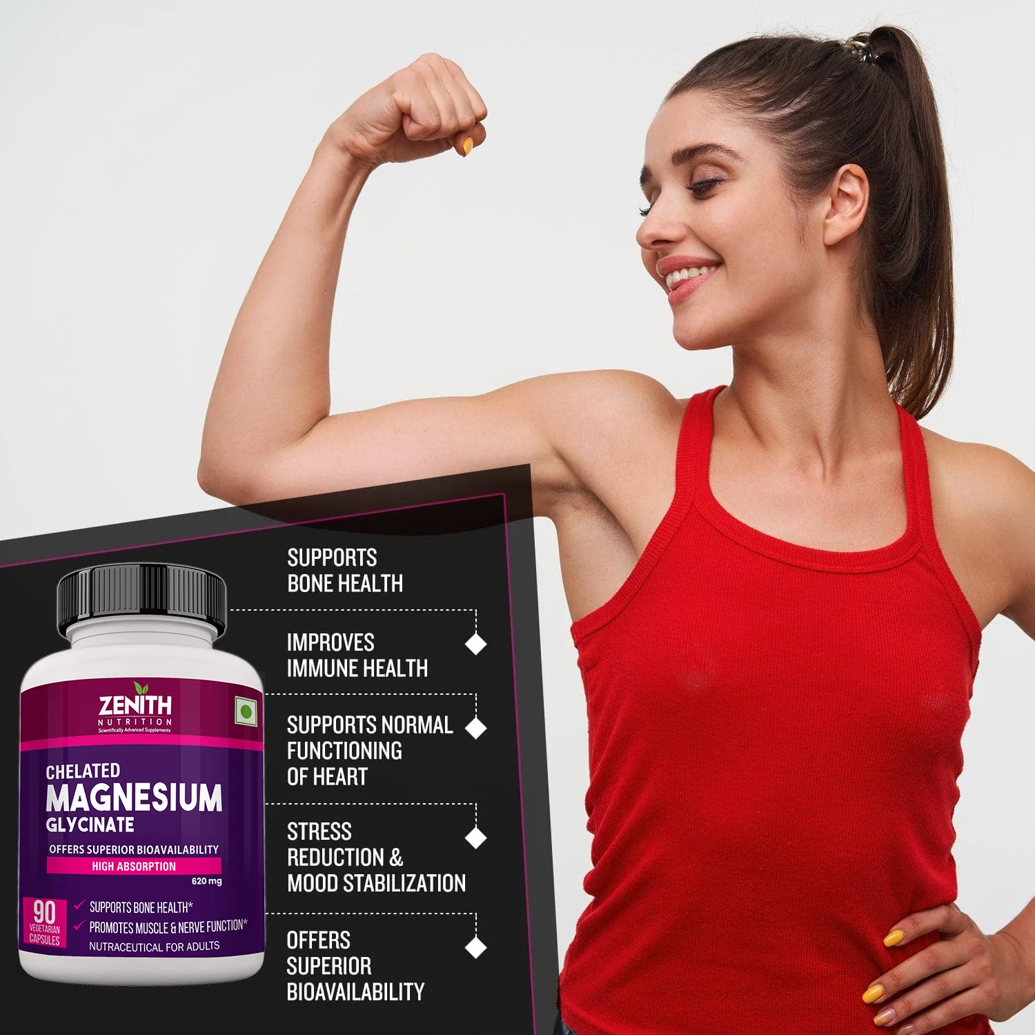 High Absorption Chelated Magnesium Glycinate 90 Vegetarian capsules - Image 4