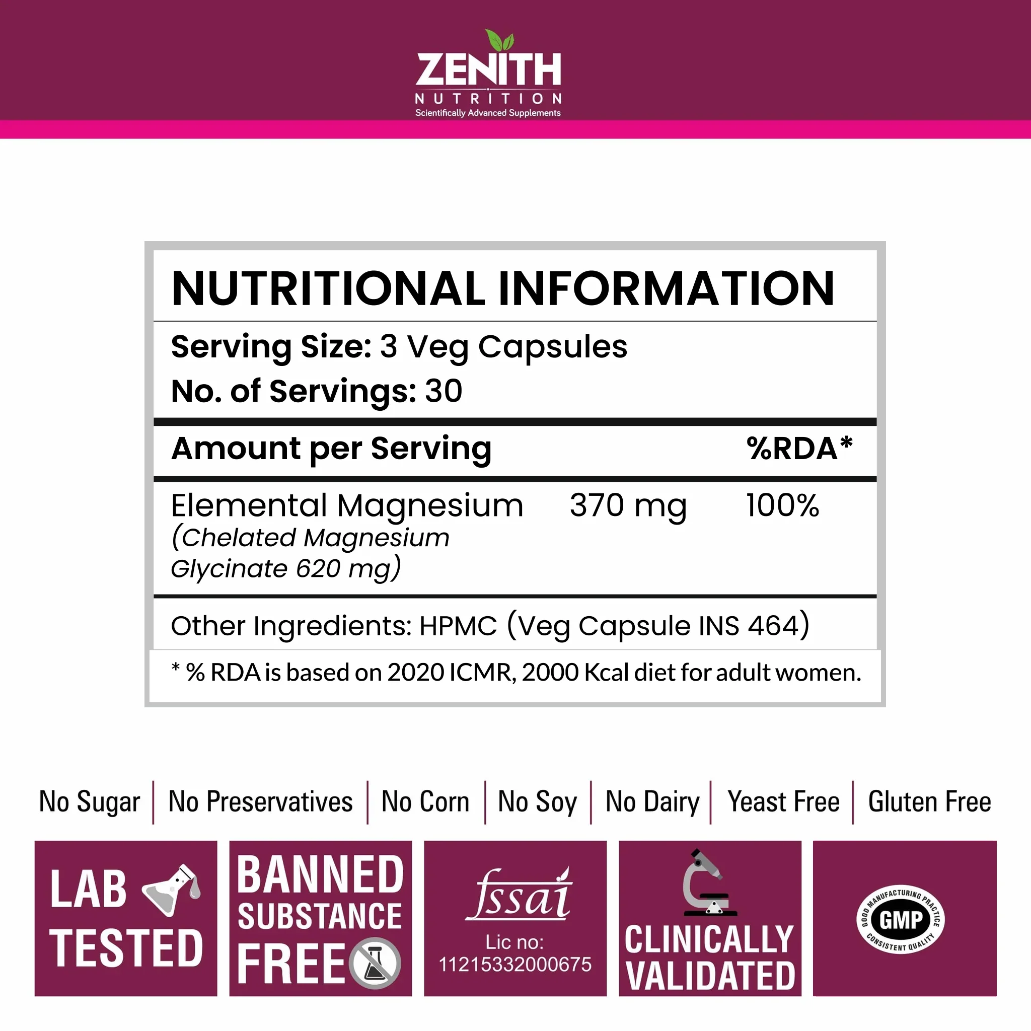 High Absorption Chelated Magnesium Glycinate 90 Vegetarian capsules - Image 6