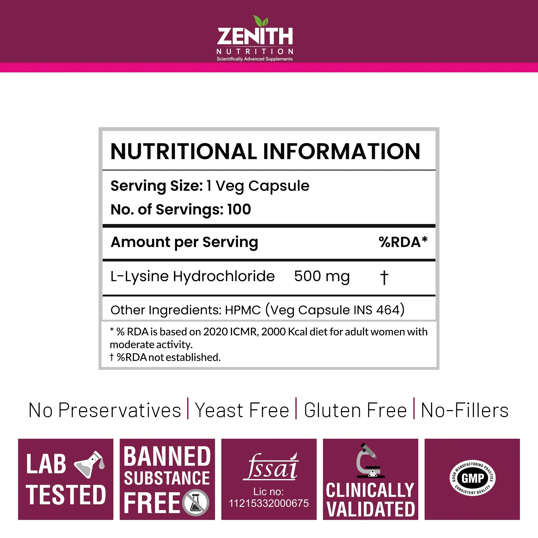 L-Lysine 500 mg – 100 Capsules - Image 7