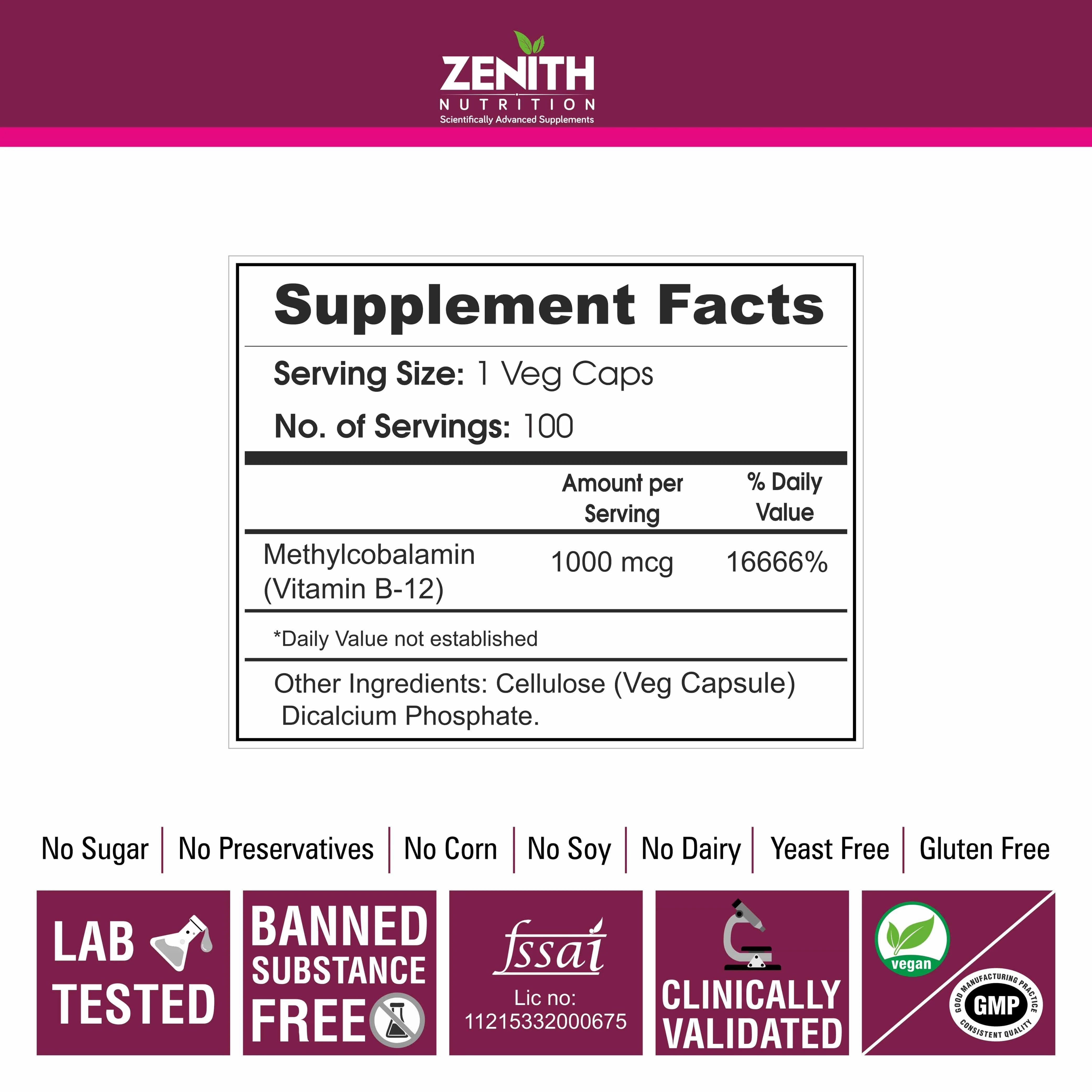Methylcobalamin/Vitamin B12 - 100 Veg caps - Image 5