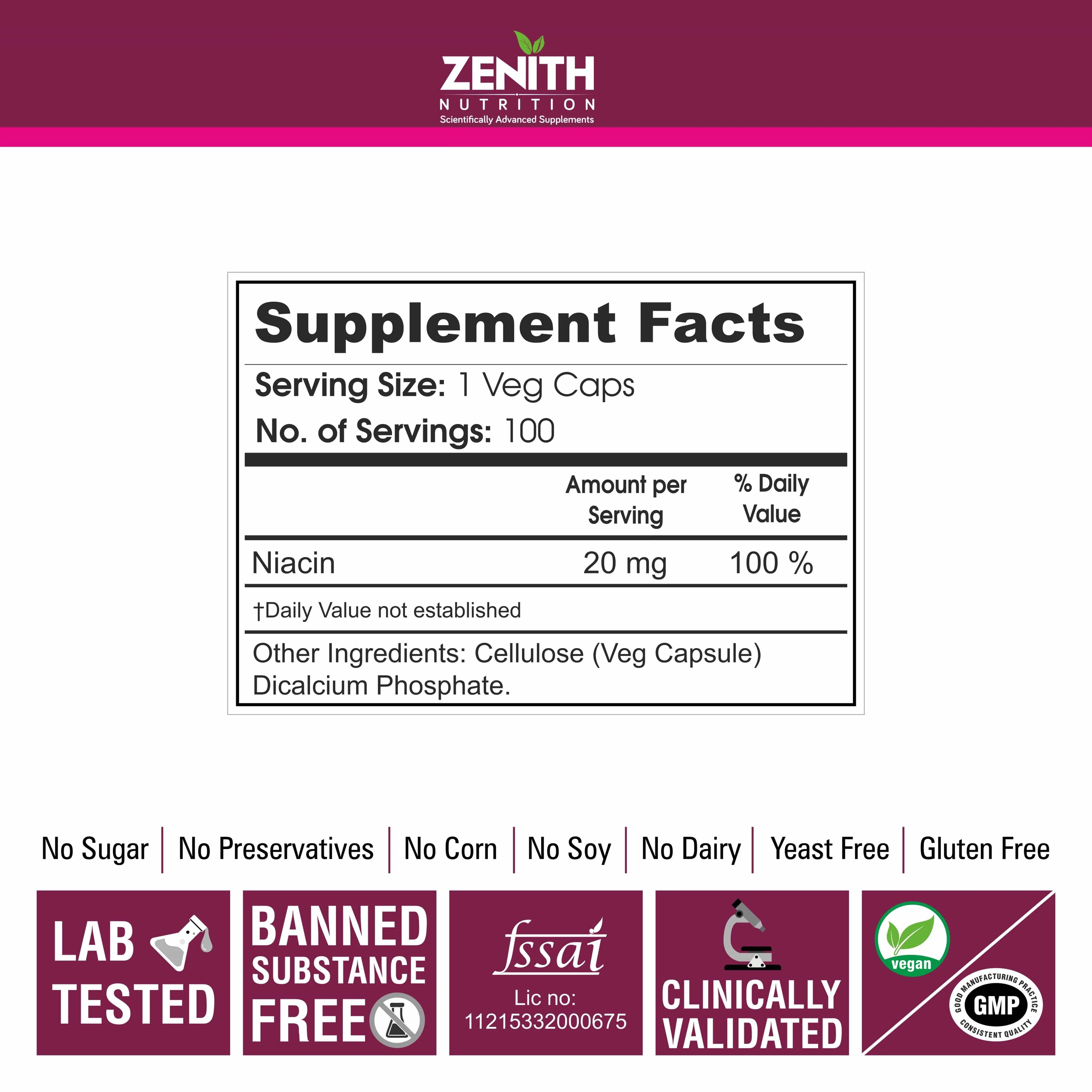 Niacin / Vitamin B3- 100 Veg caps - Image 3