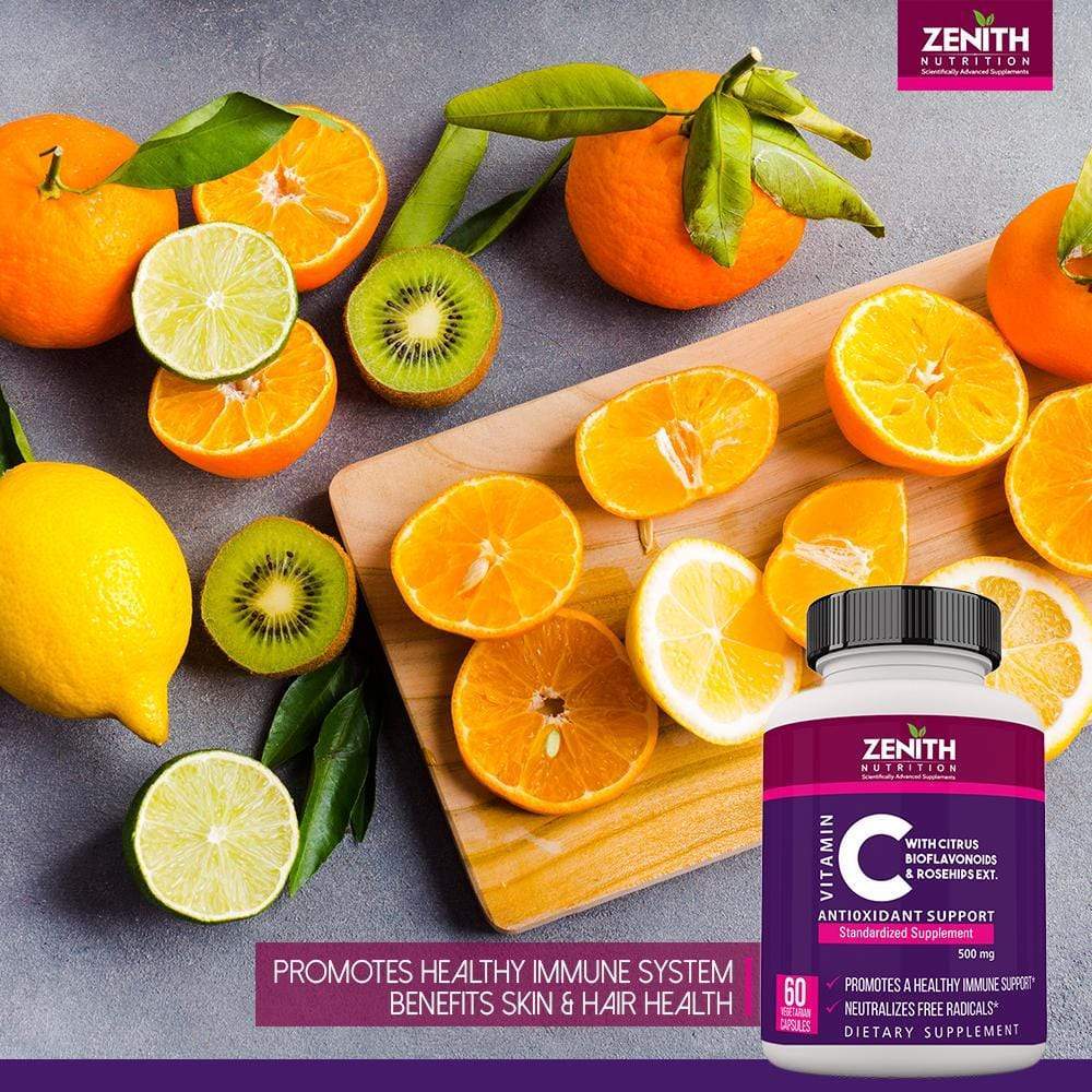 Vitamin C with Rosehips & Citrus Bioflavonoids, 500mg - 60 Veg caps - Image 7
