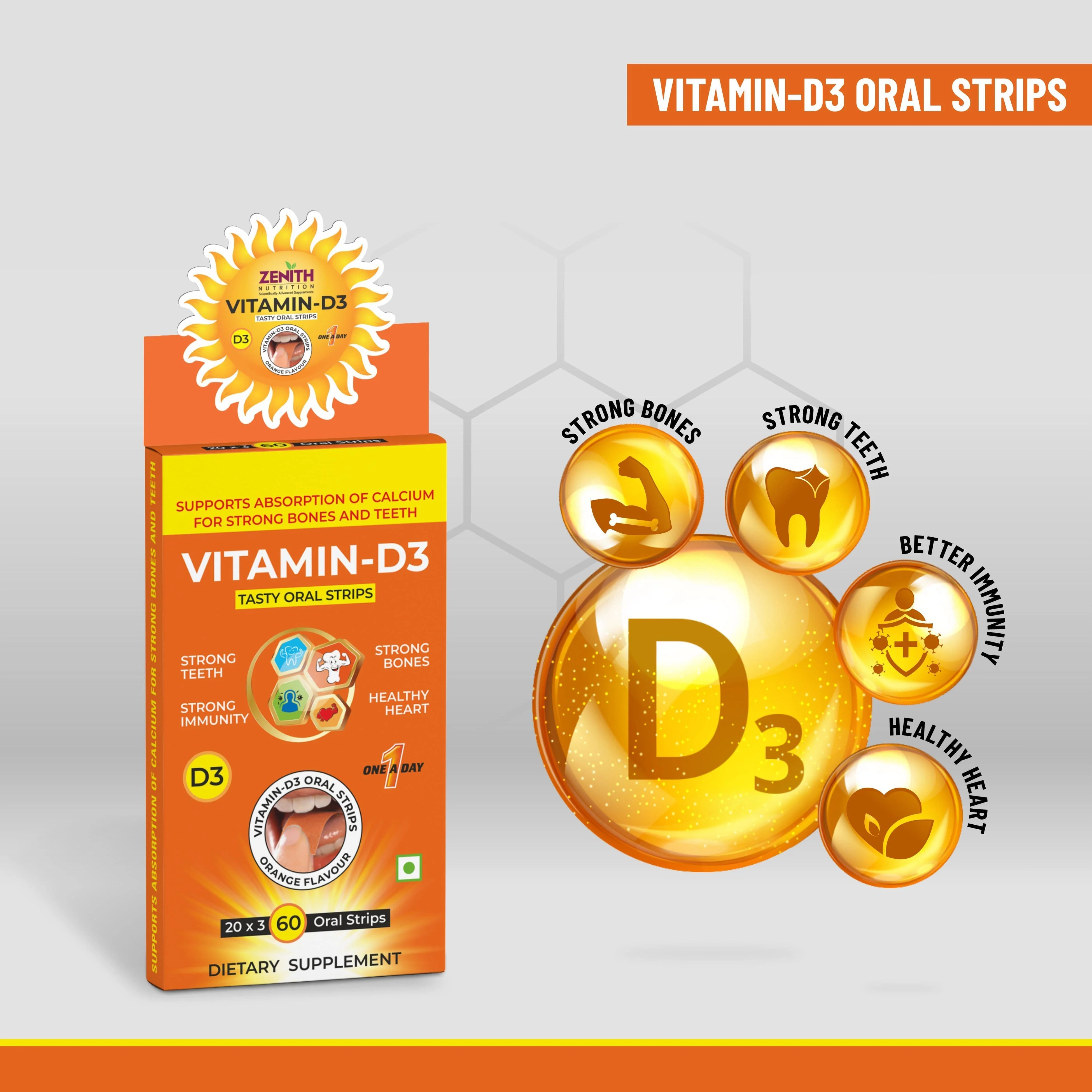 Vitamin D3 Tasty Oral Strips online in India 400 I.U. - Image 11