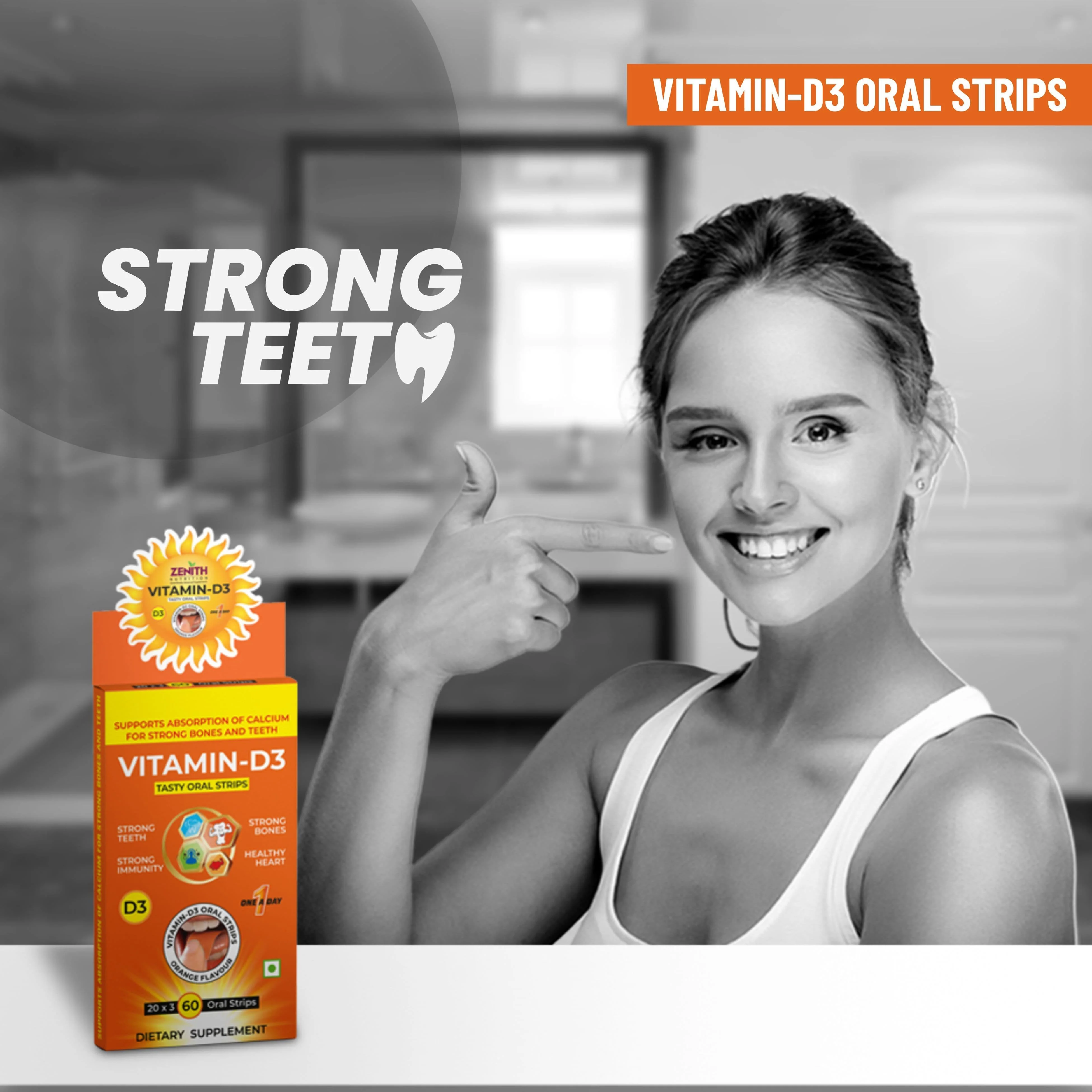 Vitamin D3 Tasty Oral Strips online in India 400 I.U. - Image 7