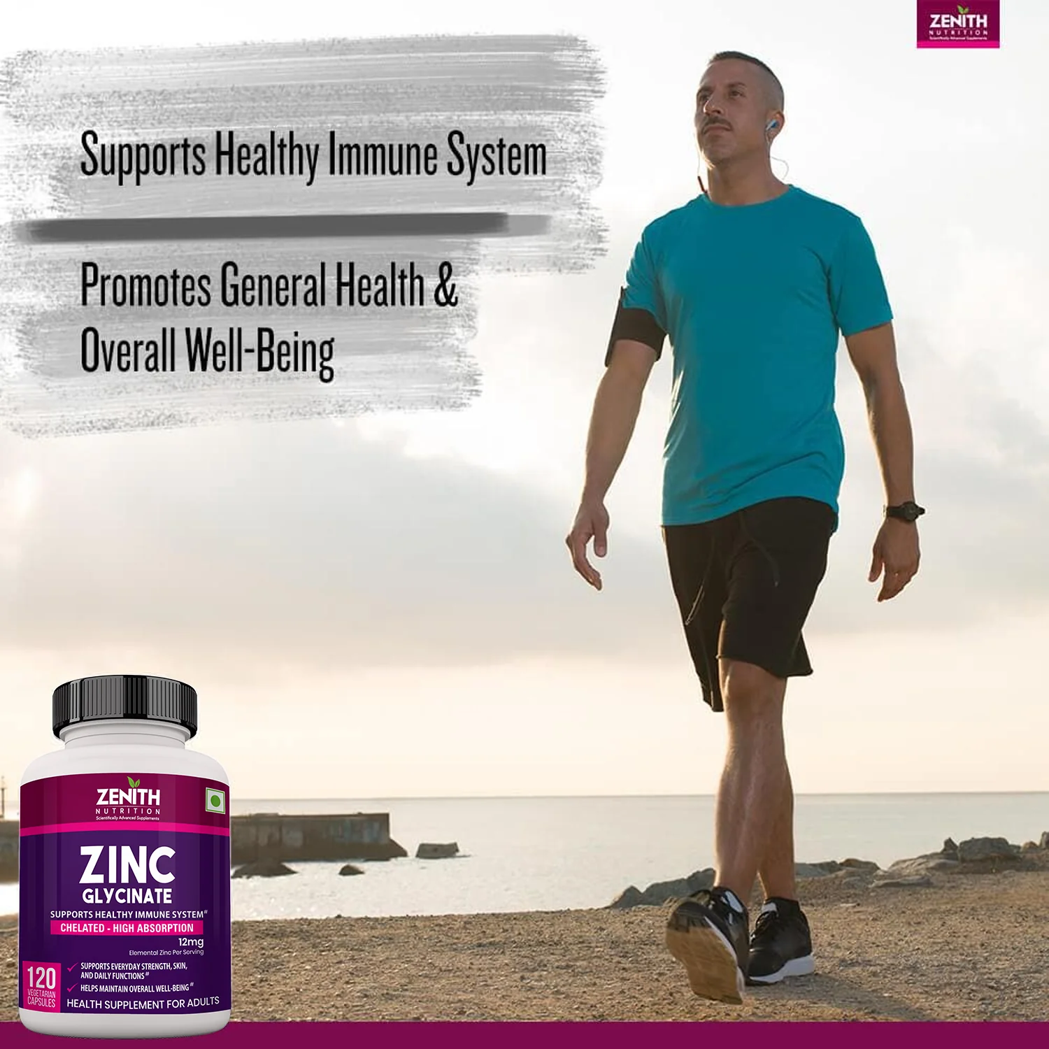 Zenith Nutrition Zinc Glycinate 12 mg 120 caps - Image 6
