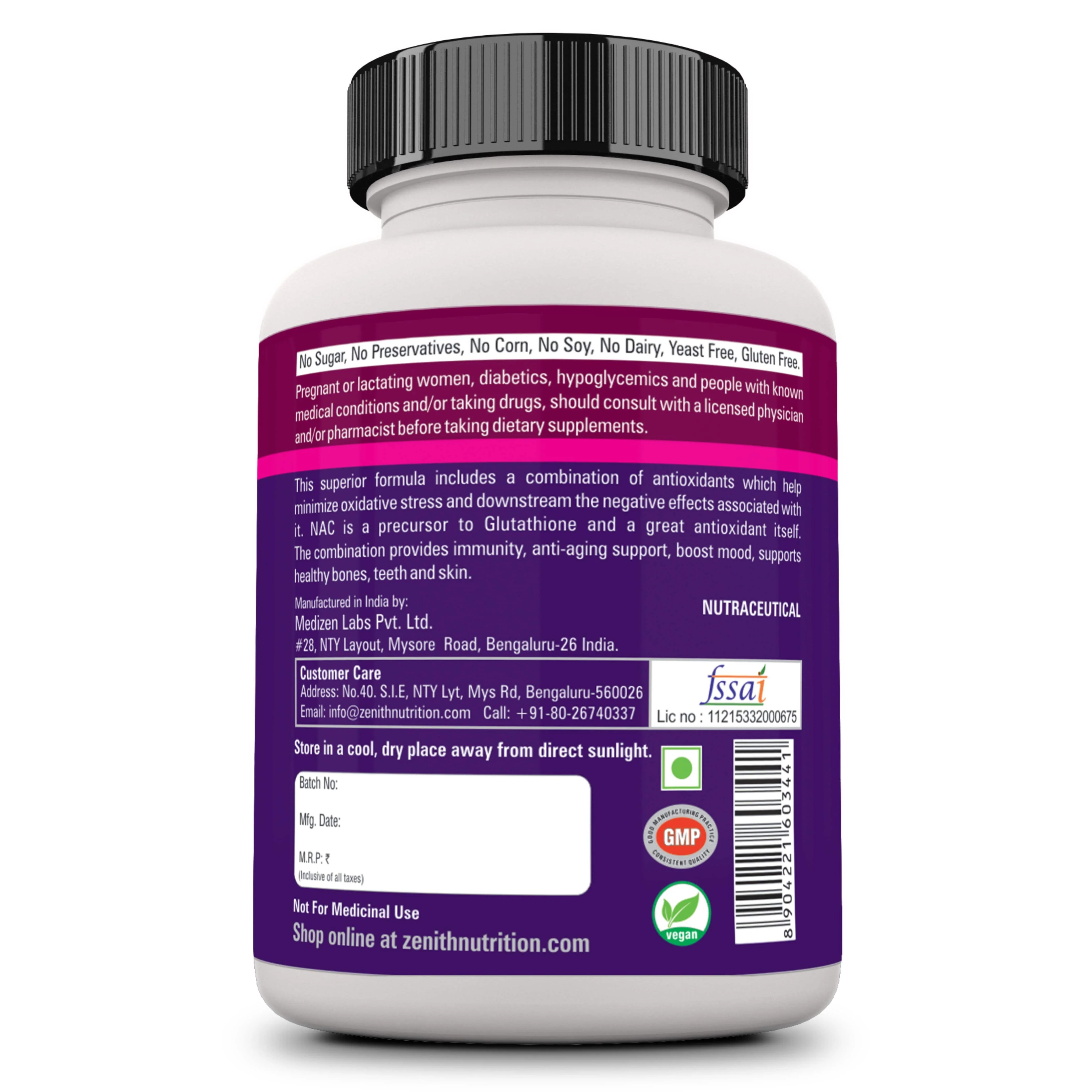 Glutathione, NAC & Vitamin C  - 30 Veg caps - Image 3