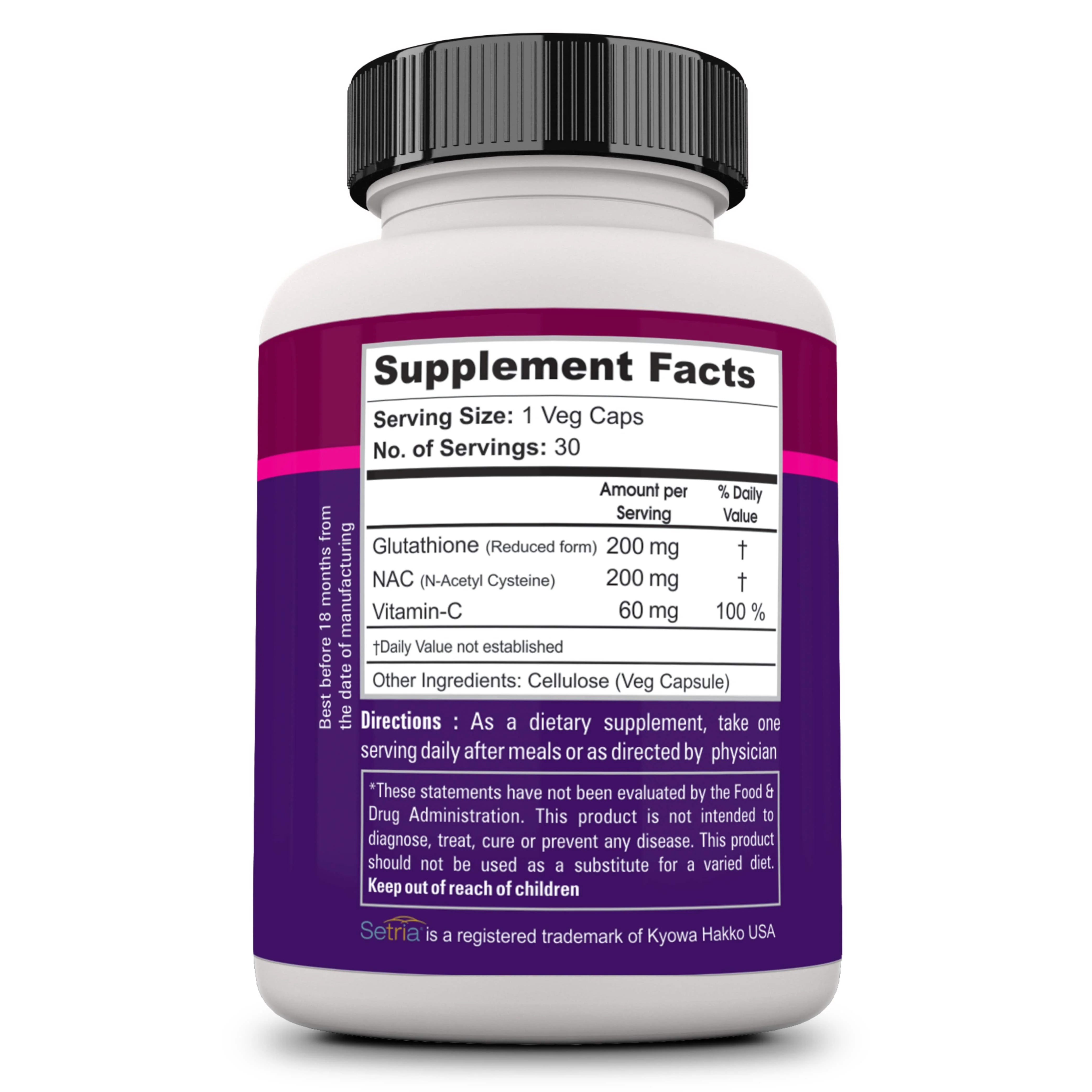 Glutathione, NAC & Vitamin C  - 30 Veg caps - Image 5