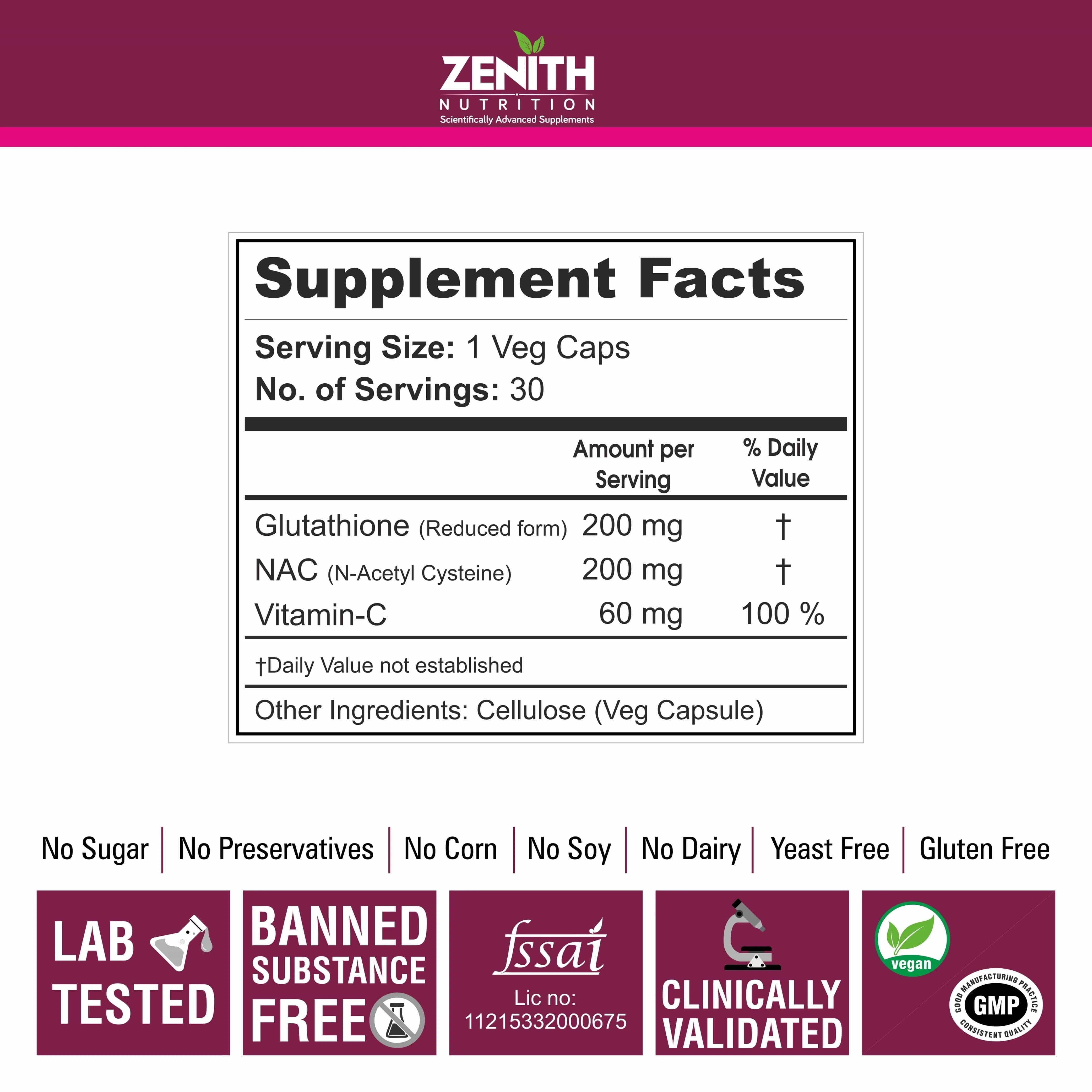 Glutathione, NAC & Vitamin C  - 30 Veg caps - Image 7