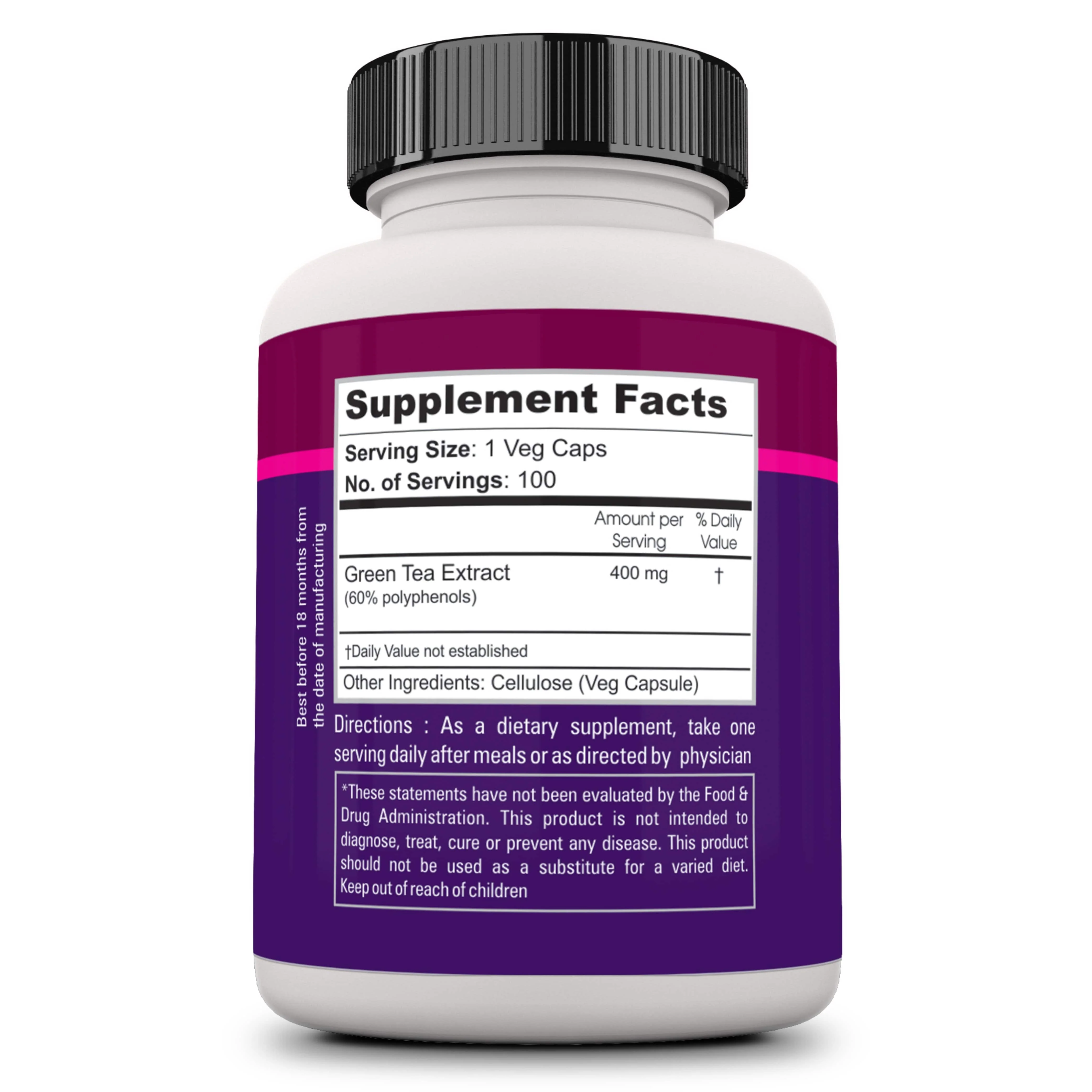Green Tea Extract 400mg -100 Veg caps - Image 3
