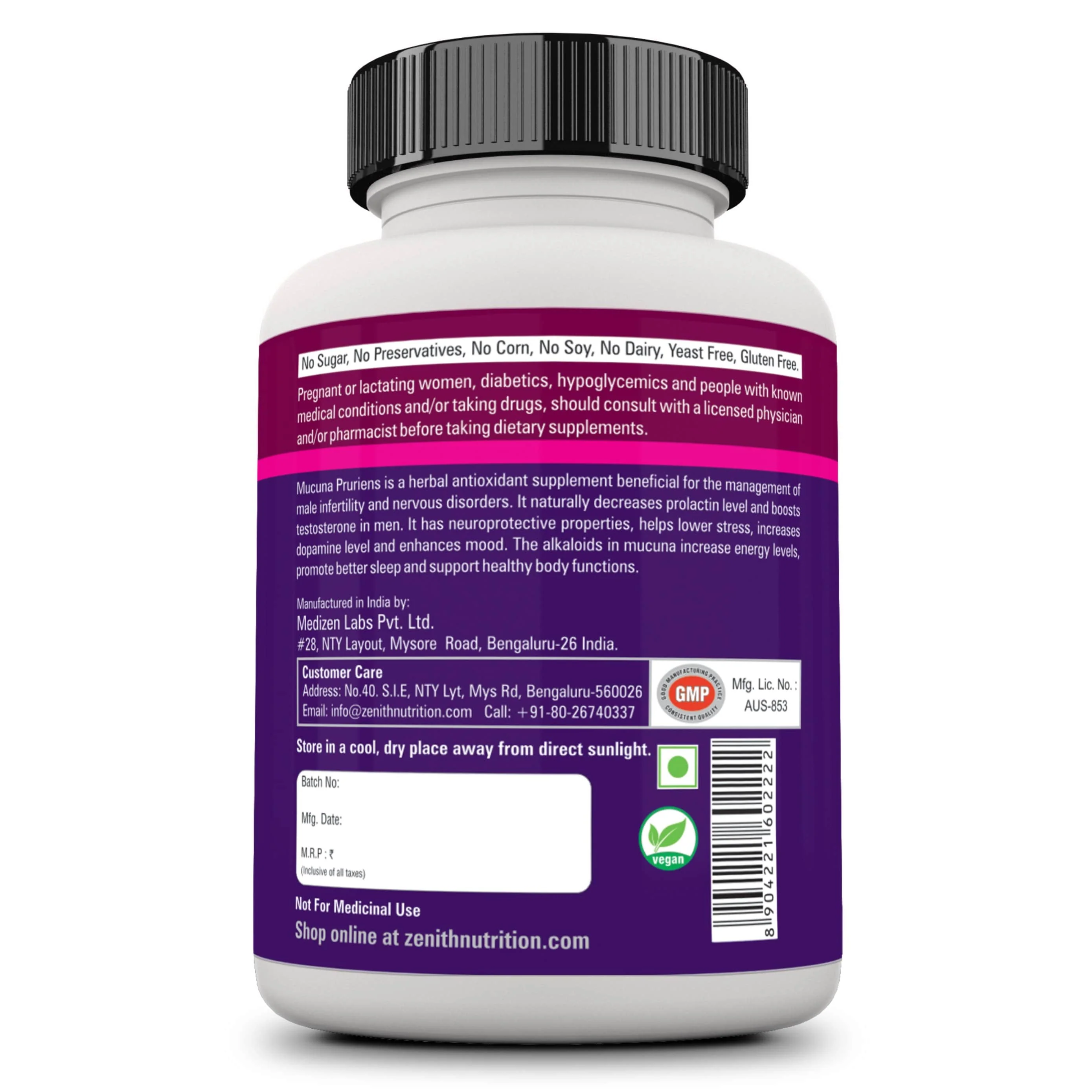 Mucuna Pruriens Ext with Piperine 200mg - 60 Veg caps - Image 5
