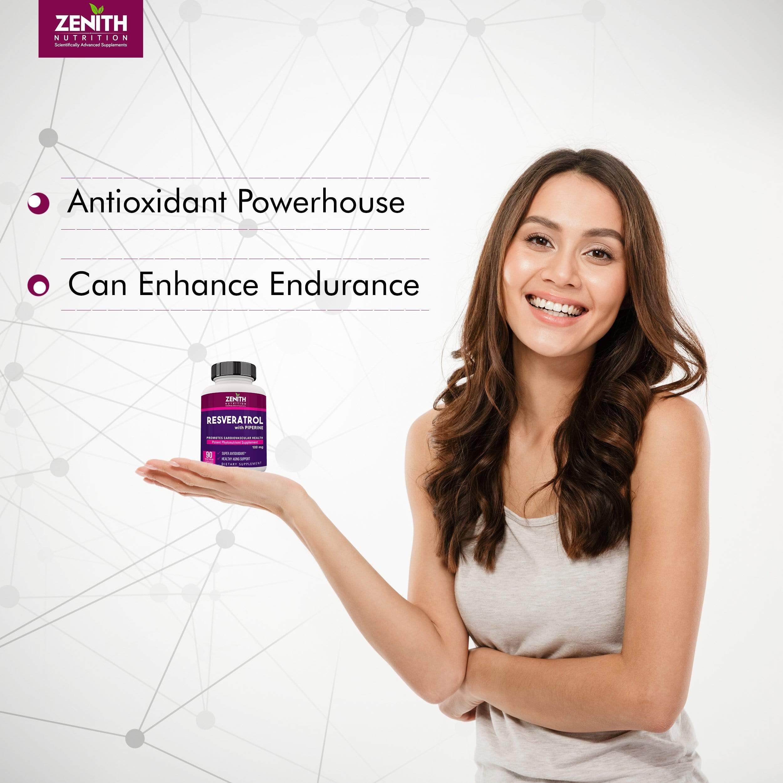 Zenith Nutrition Resveratrol with Piperine - 90 Veg Capsules | Super Antioxidant | Promotes Cardiovascular Health - Image 4