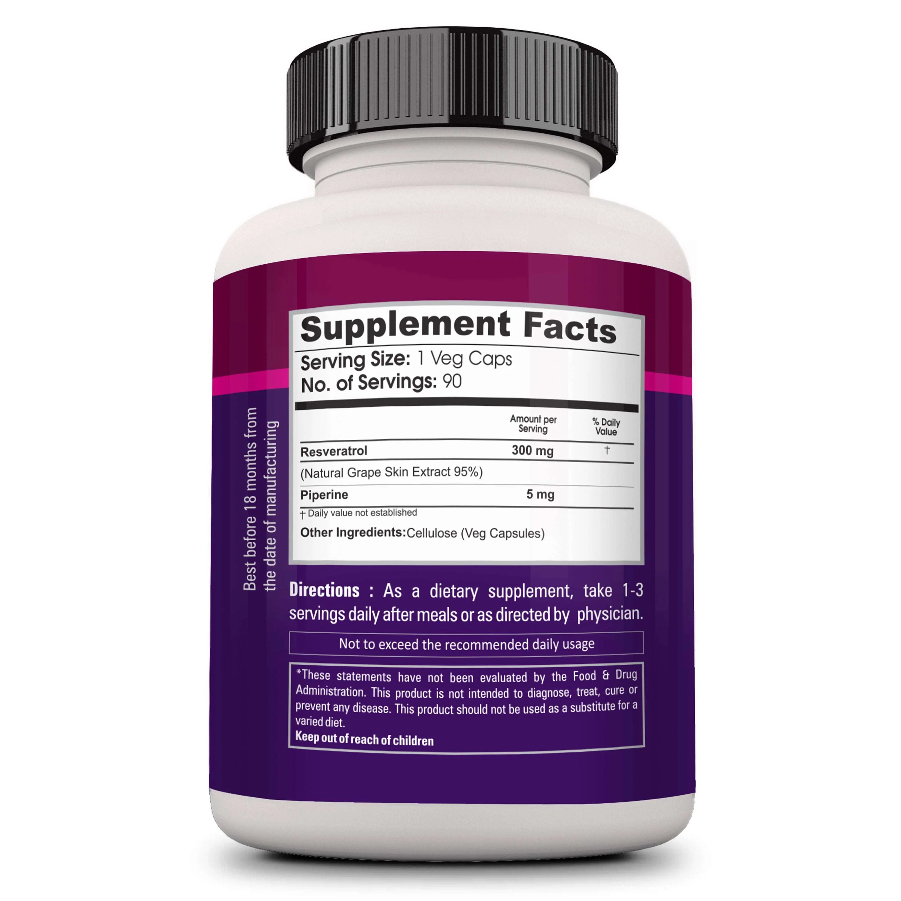 Zenith Nutrition Resveratrol with Piperine - 90 Veg Capsules | Super Antioxidant | Promotes Cardiovascular Health - Image 9