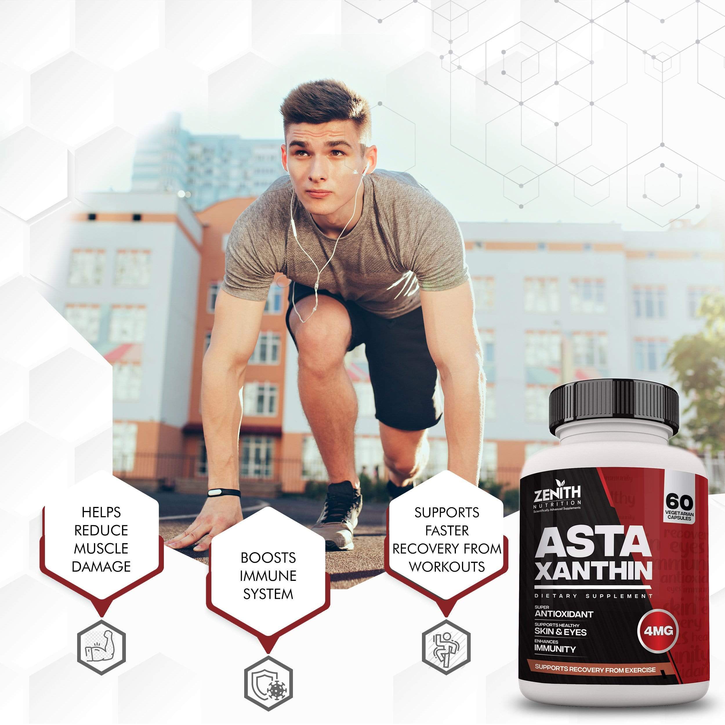 Zenith Nutrition Astaxanthin 4mg 60 capsules | Super Antioxidant | Supports Healthy Skin & Eyes | Enhances immunity - Image 3