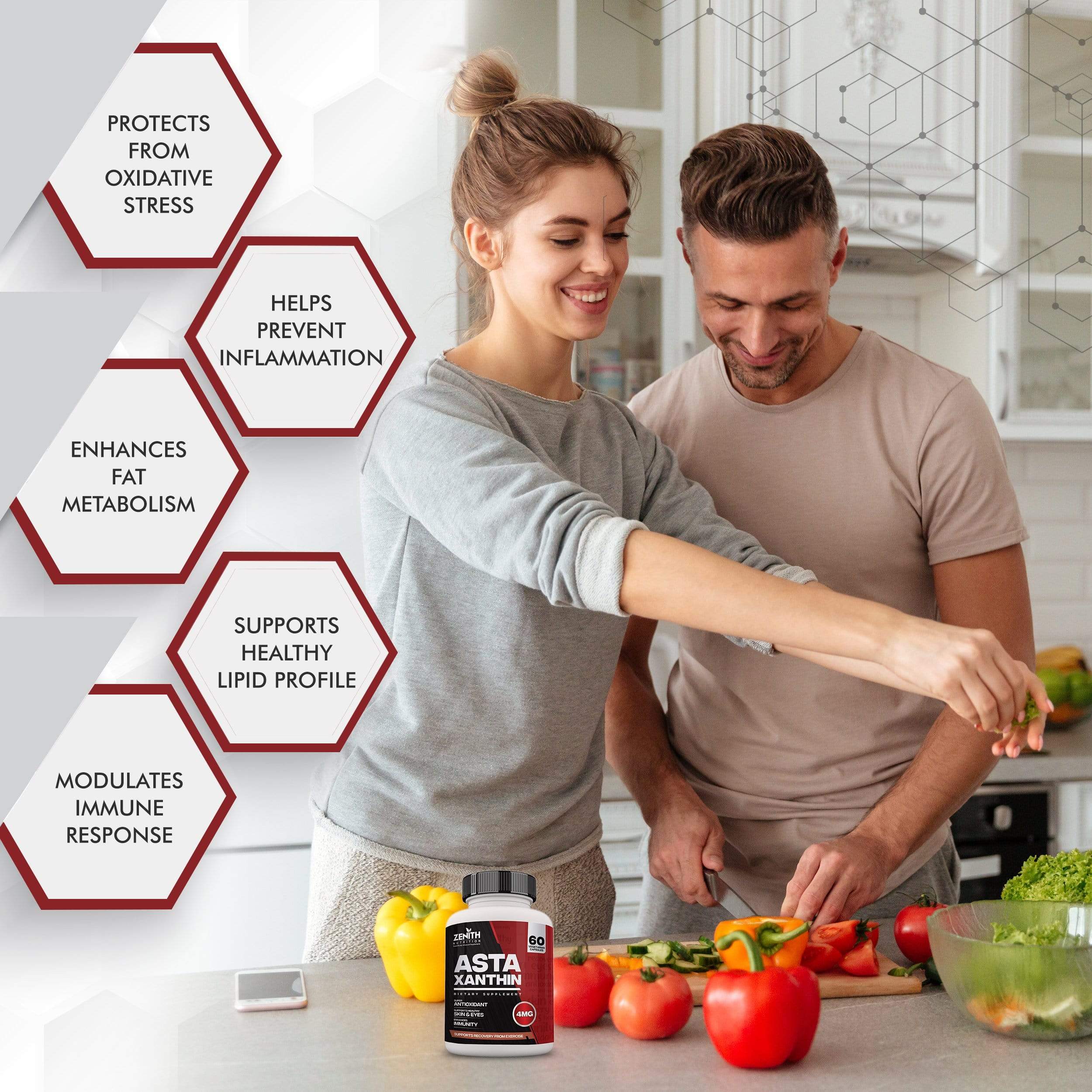 Zenith Nutrition Astaxanthin 4mg 60 capsules | Super Antioxidant | Supports Healthy Skin & Eyes | Enhances immunity - Image 6