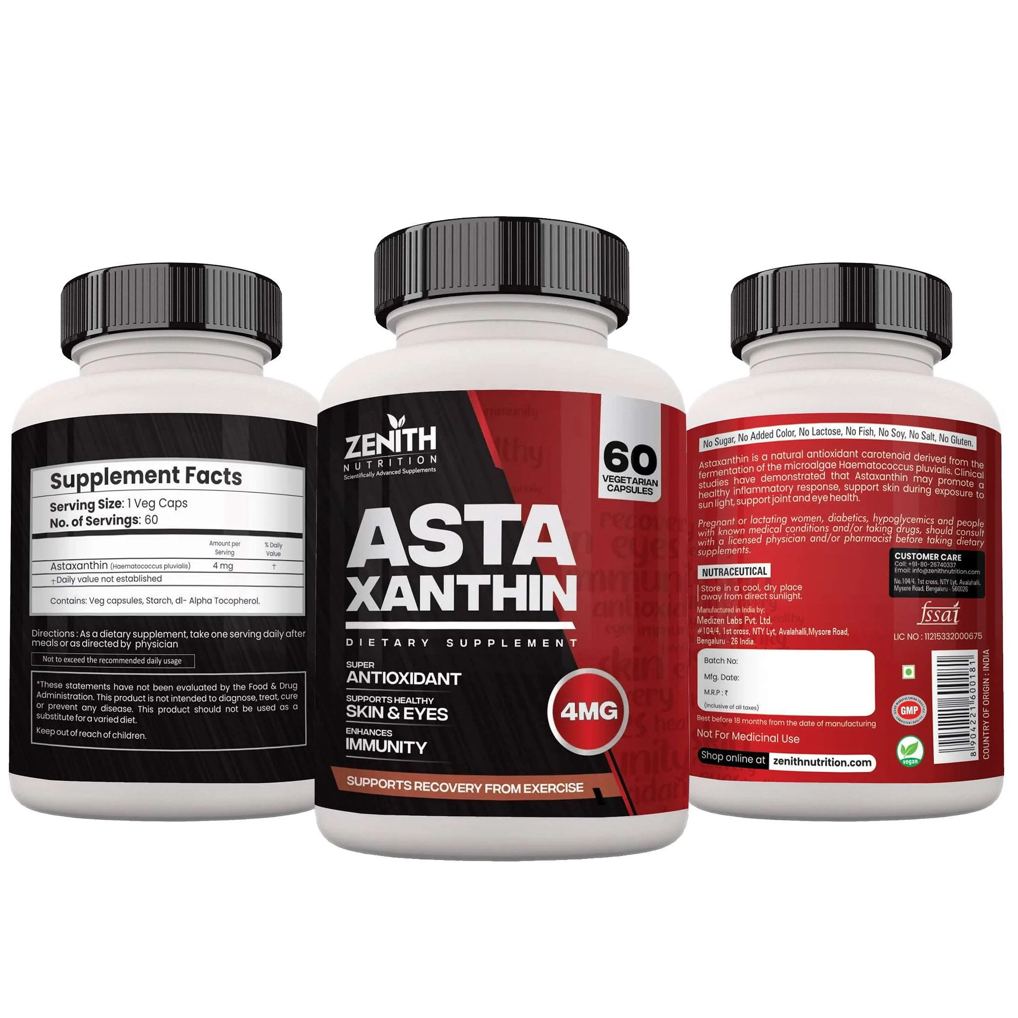 Zenith Nutrition Astaxanthin 4mg 60 capsules | Super Antioxidant | Supports Healthy Skin & Eyes | Enhances immunity - Image 9