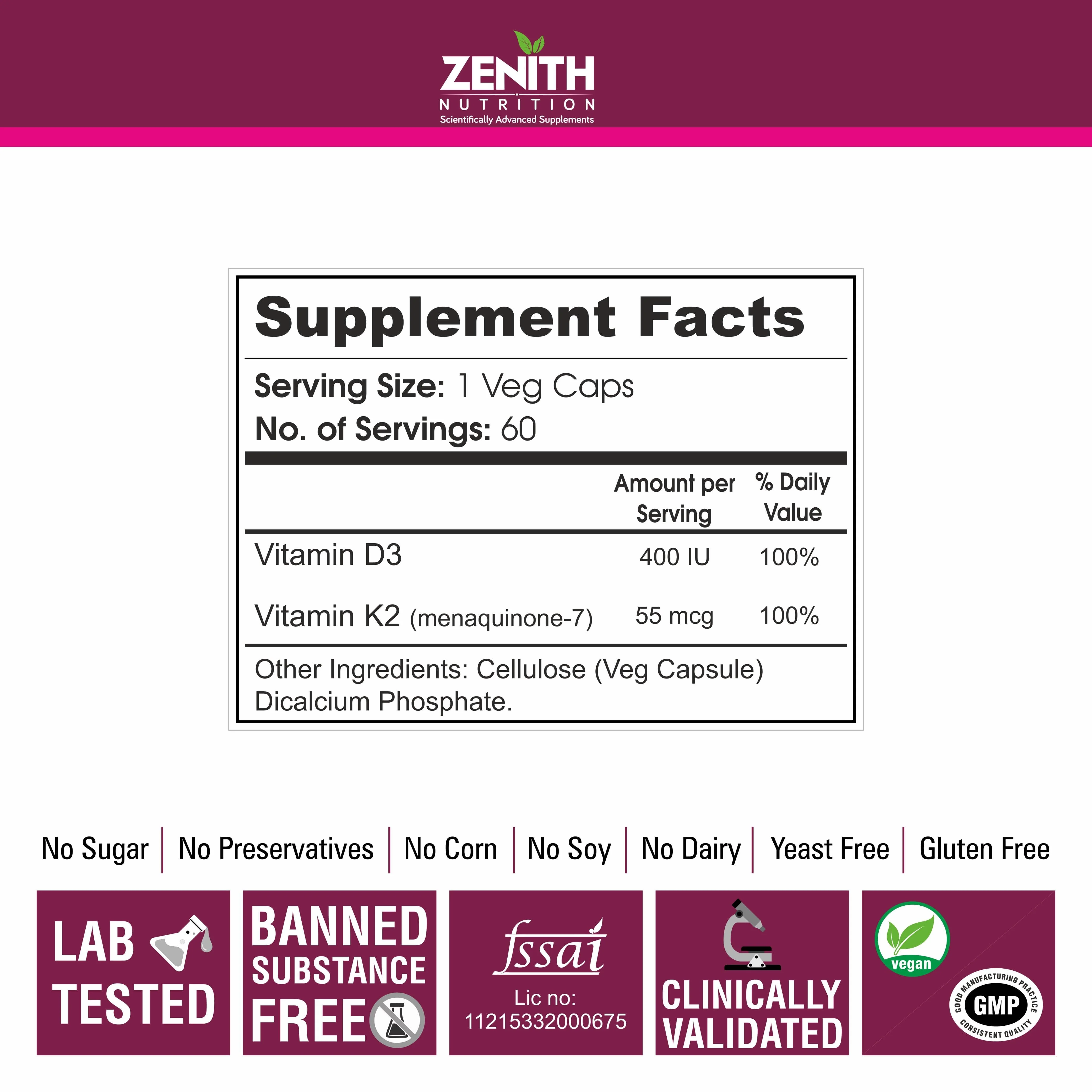 Vitamin D3 & K2 - 60 Veg caps - Image 6