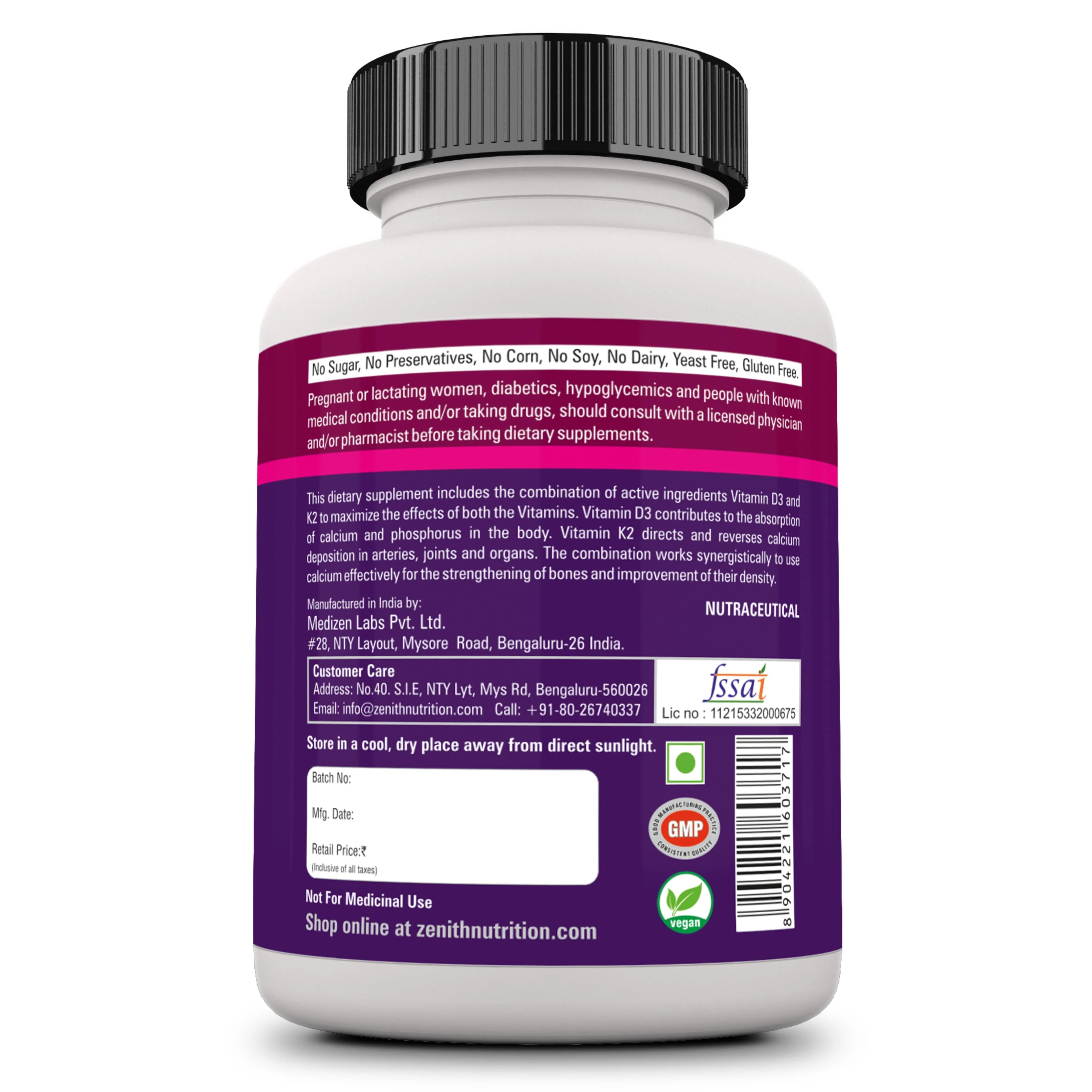 Vitamin D3 & K2 - 60 Veg caps - Image 8