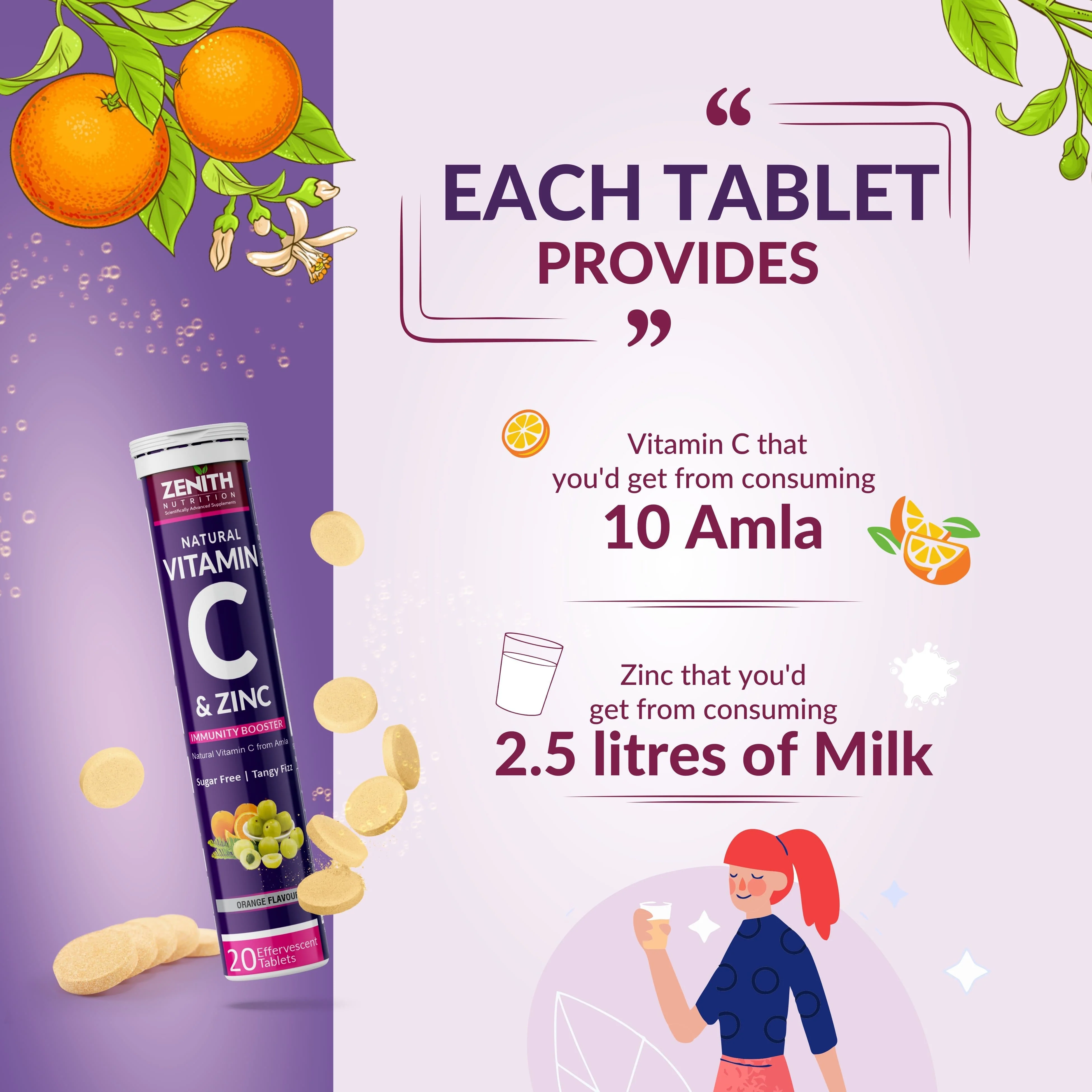 Vitamin C & Zinc - Effervescent Tablets | Antioxidant - Immunity - Skincare| Collagen Builder - Image 5