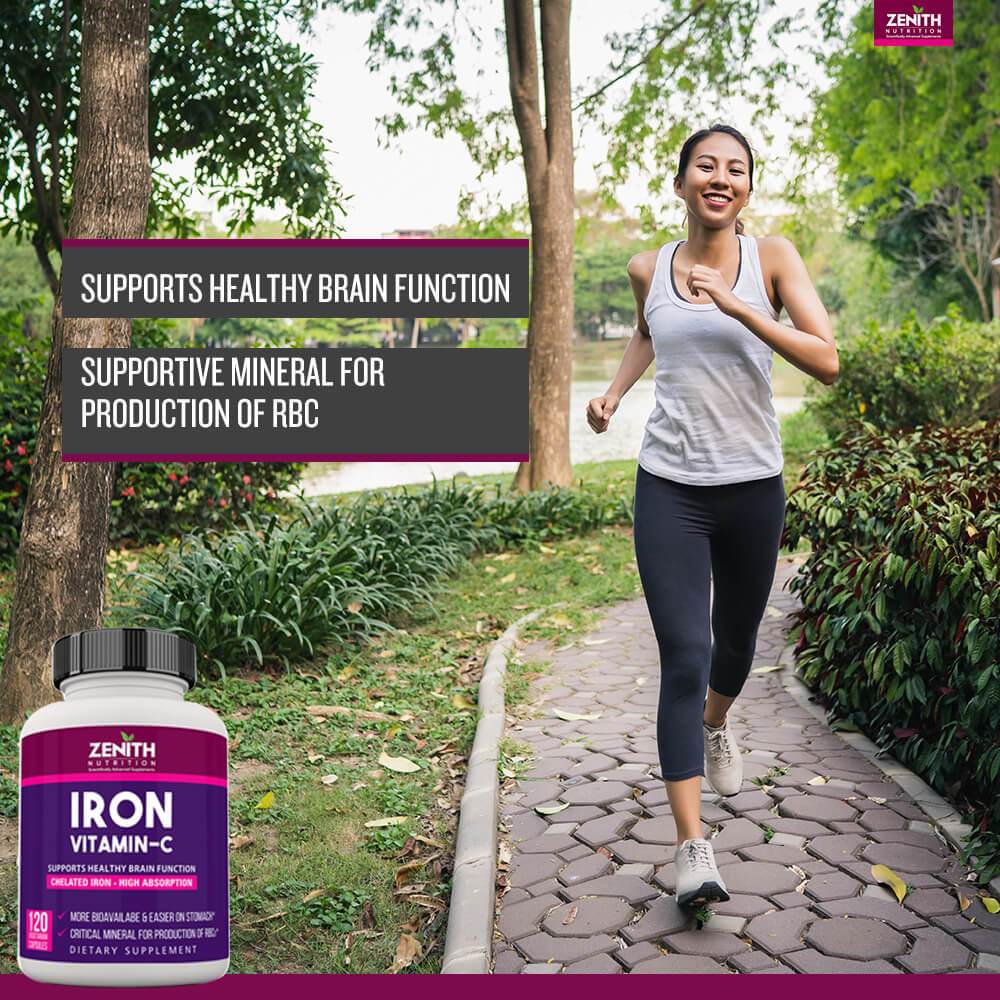High Absorption Chelated Iron & Vitamin C - 120 Veg capsules - Image 3